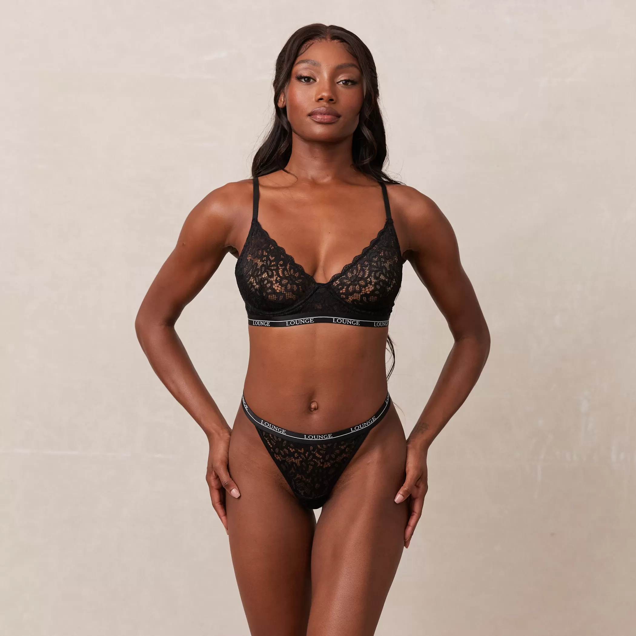 Black Bras | Balcony | Lounge Balcony Bra & Thong Set - Black