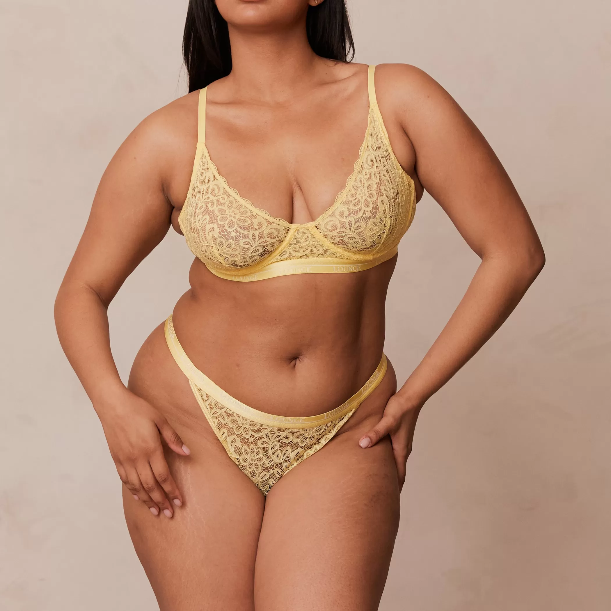 Bras | Lounge Balcony Bra & Thong Set - Lemon