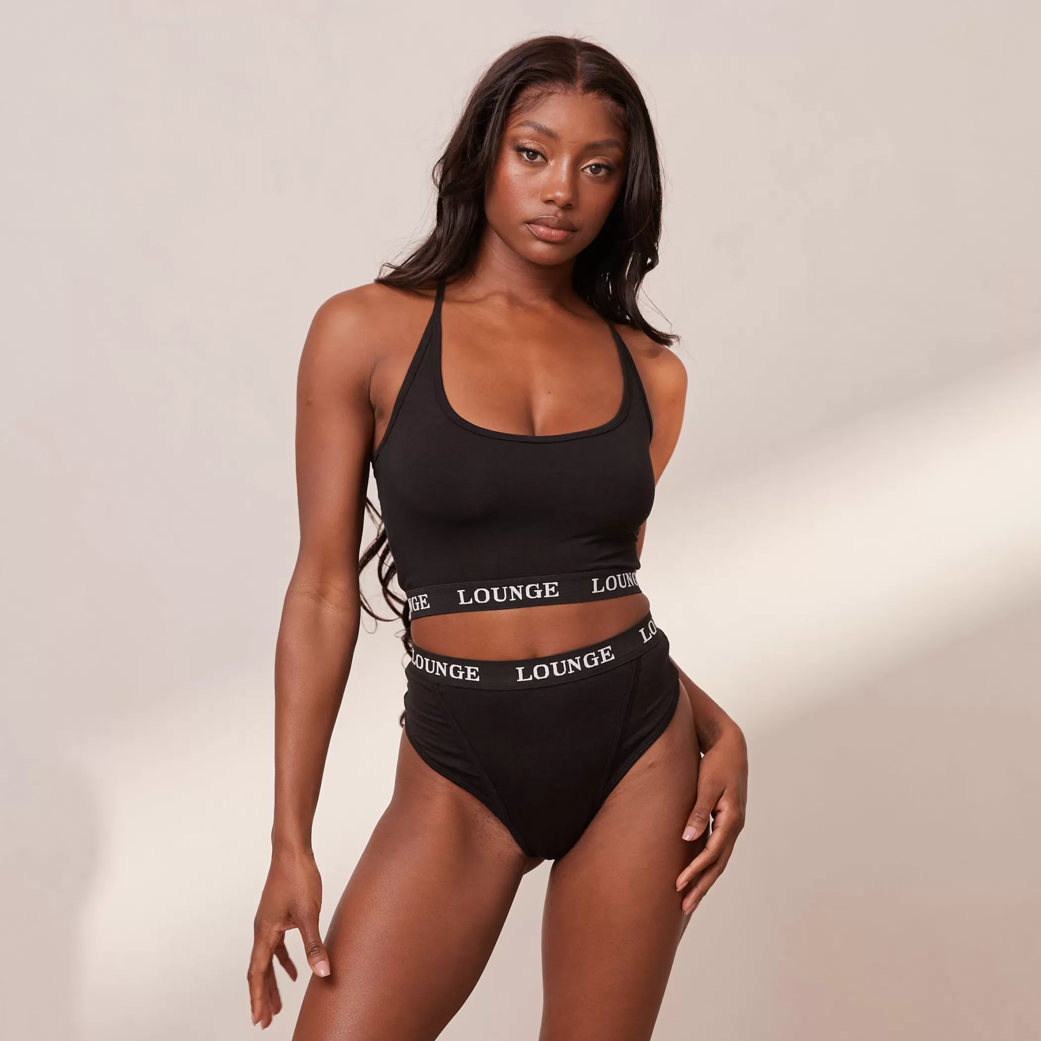 Bras | Lounge Bamboo Basic Bralette & Thong/Briefs Set - Black