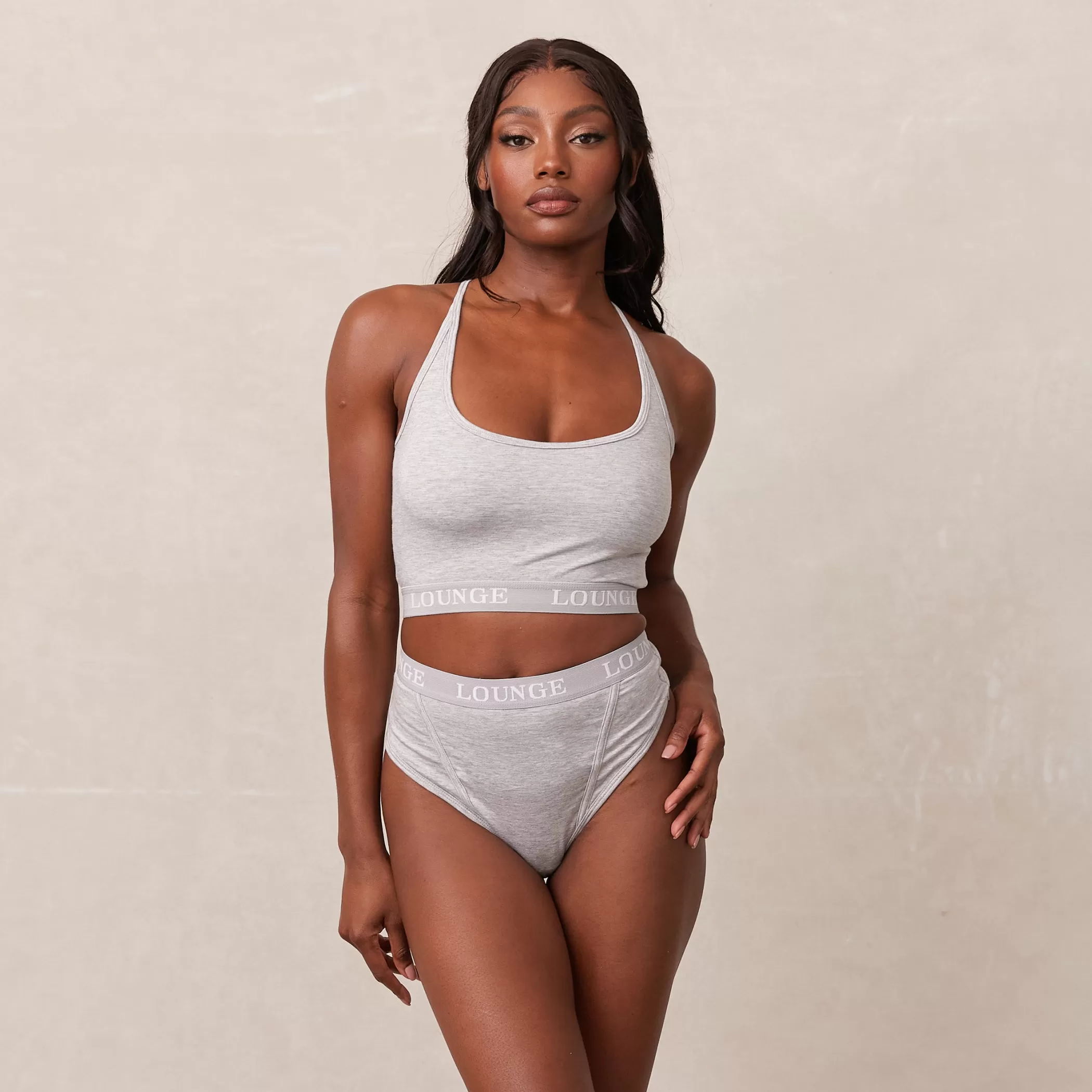 Bras | Lounge Bamboo Basic Bralette & Thong/Briefs Set - Grey Gray