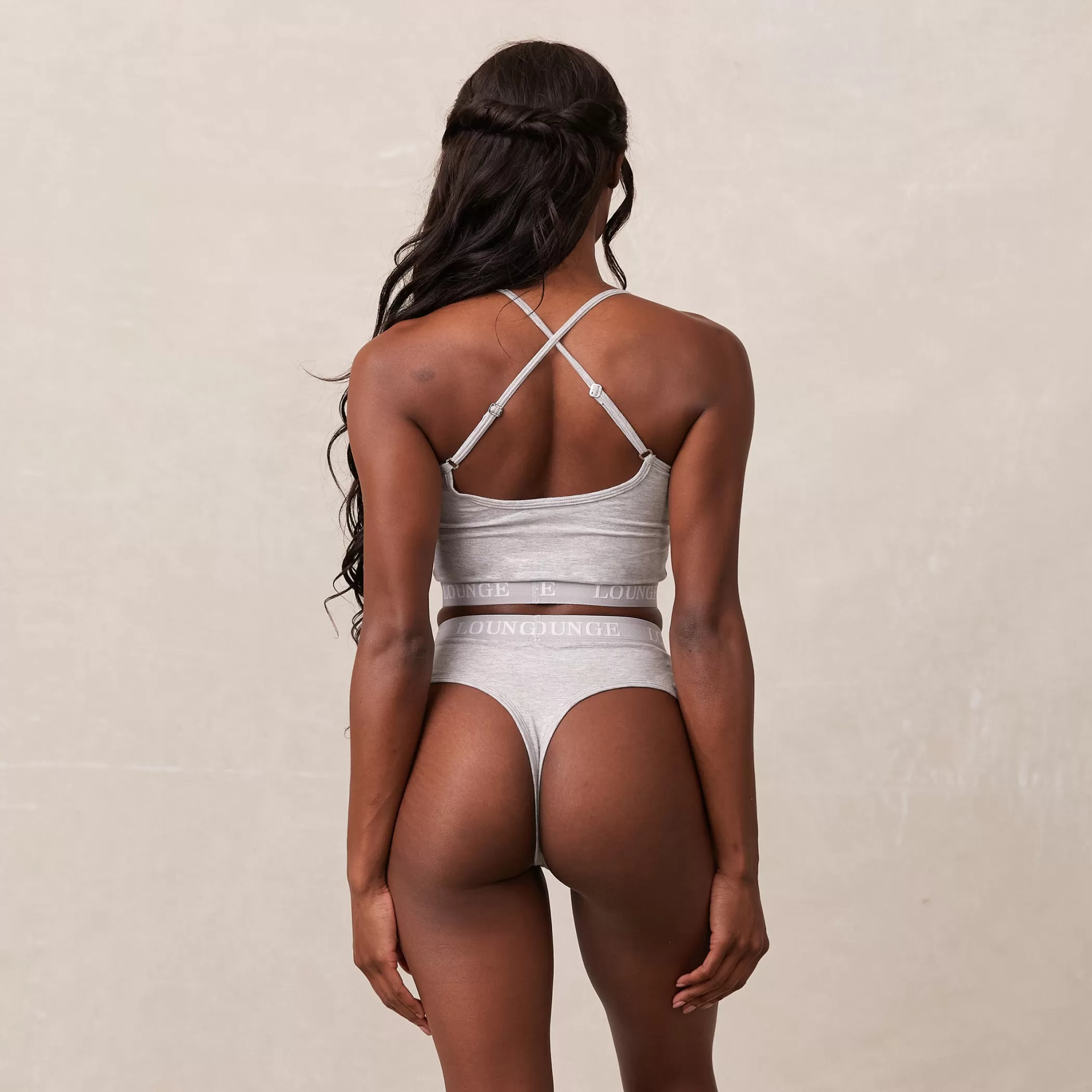 Bras | Lounge Bamboo Basic Bralette & Thong/Briefs Set - Grey Gray