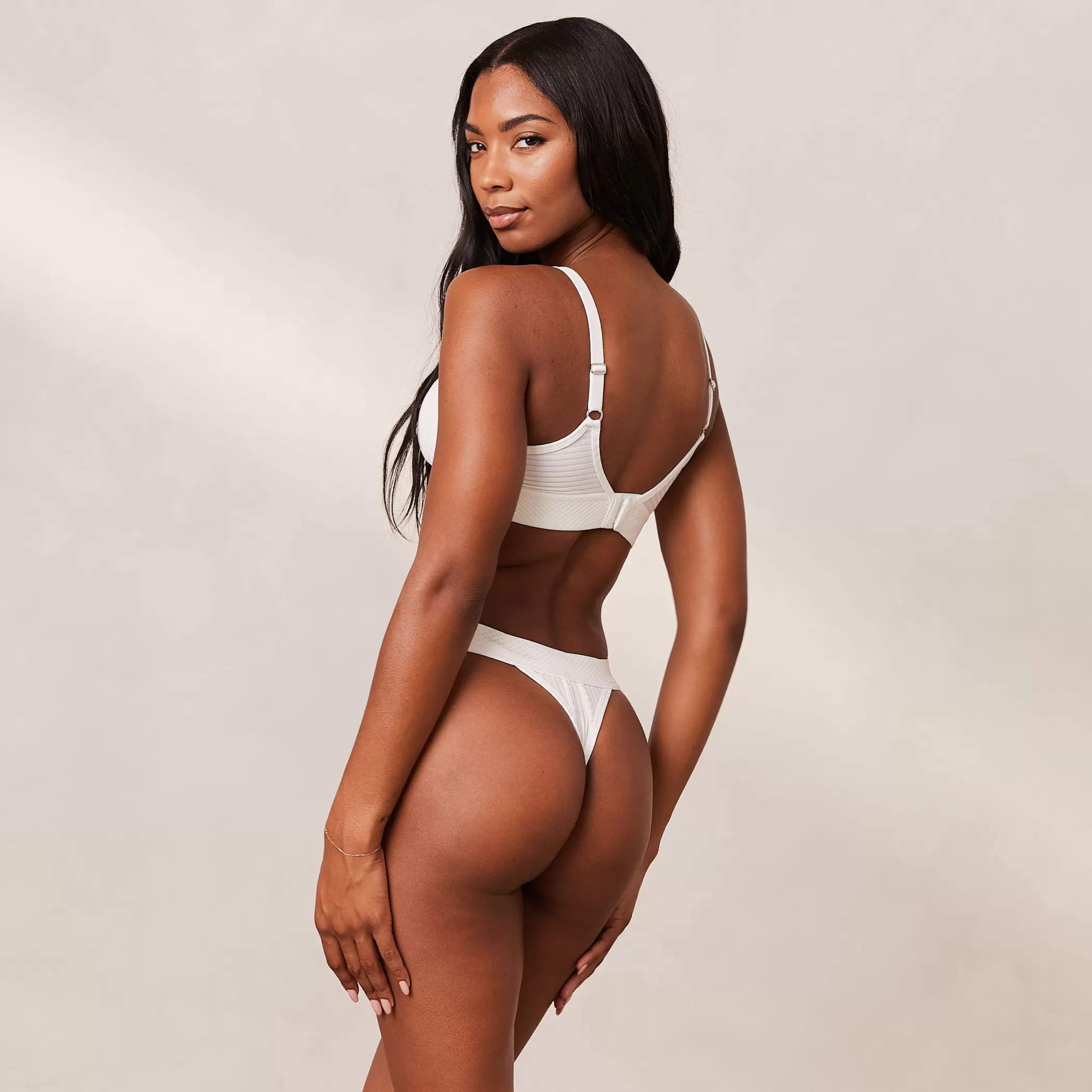 Solutions | Bralettes | Lounge Bare Bra & Thong Set - White