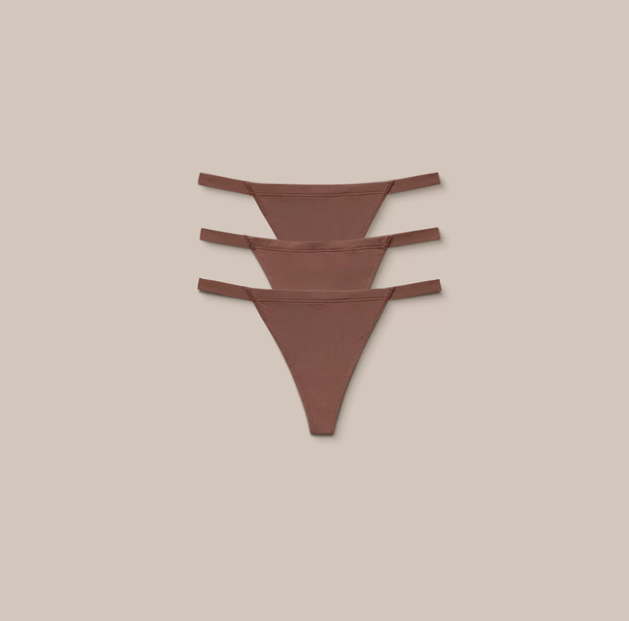 Multipacks | G-strings | Lounge Basic G-Strings (3 Pack) - Chestnut