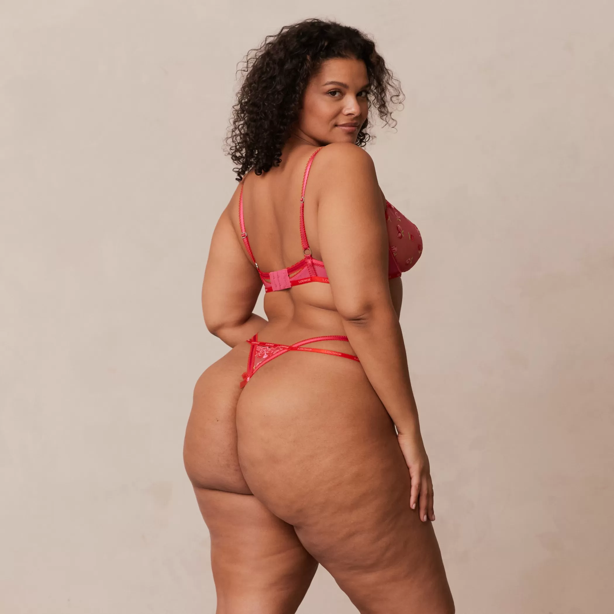 Balcony | Wired | Lounge Blush Embroidered Balcony Bra & G-string/Briefs Set - Hot Pink HotPink