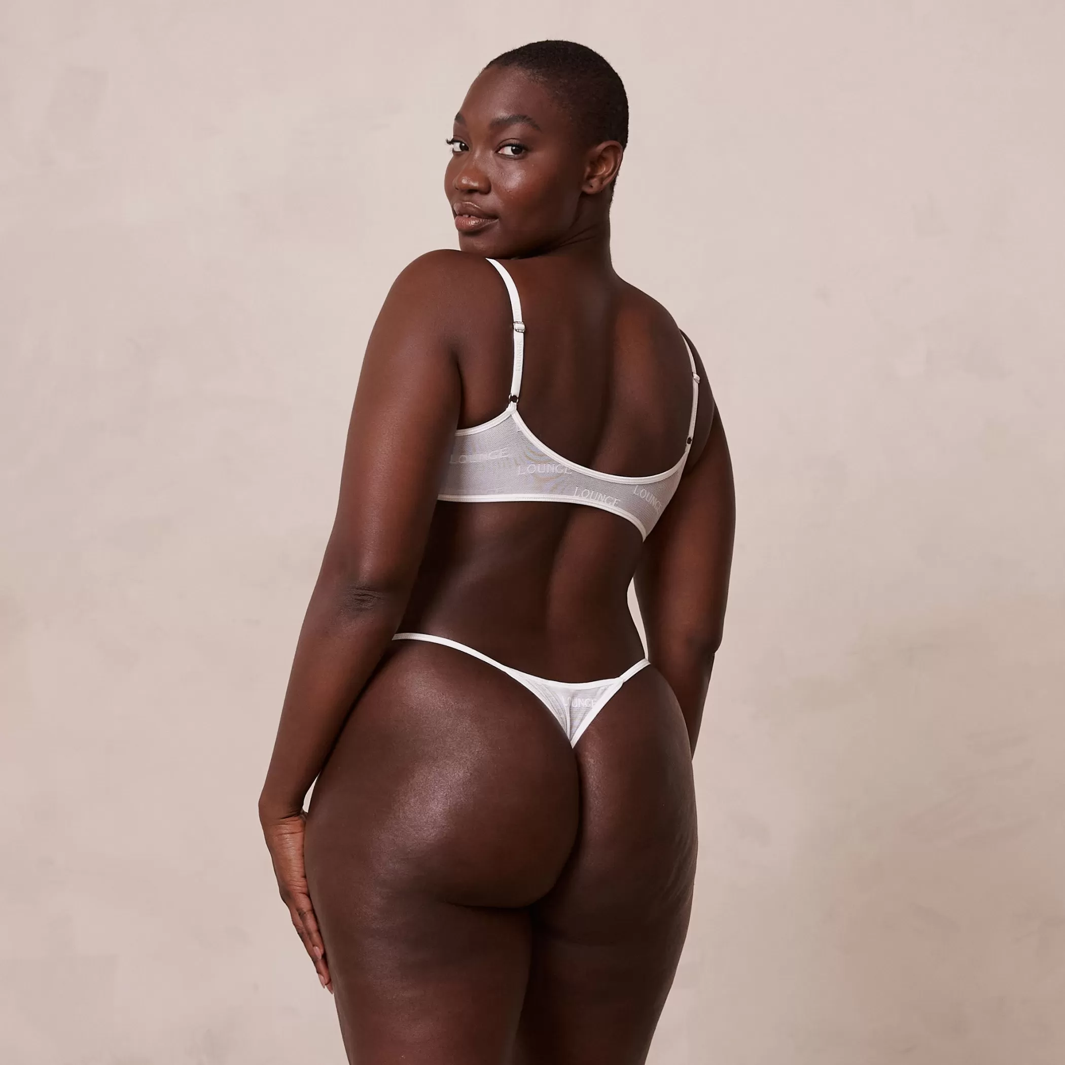 Bras | Lounge Bold Mesh Bra & Thong/Briefs Set - White