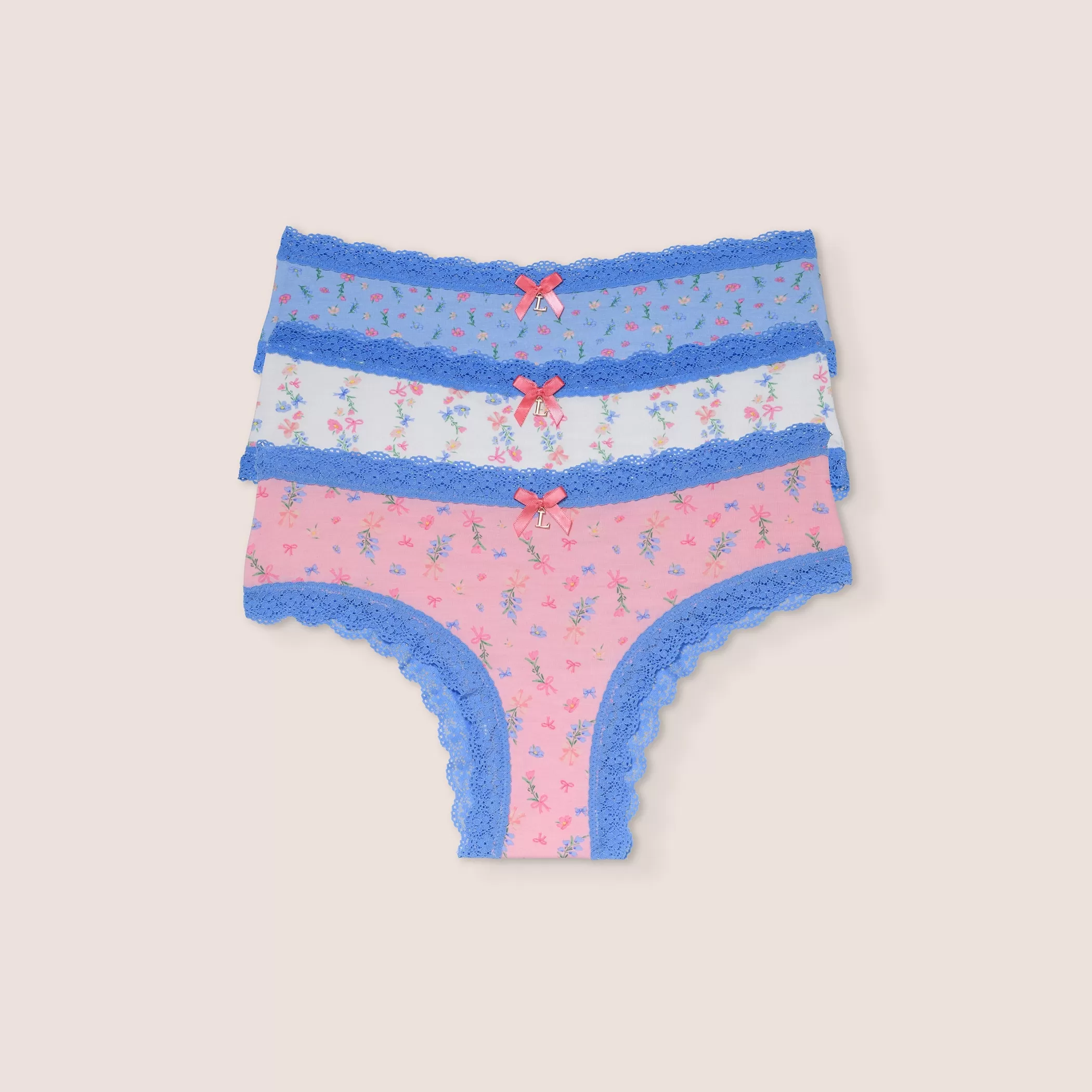 Multipacks | Lounge Bow Print Briefs (3 Pack) - Multi