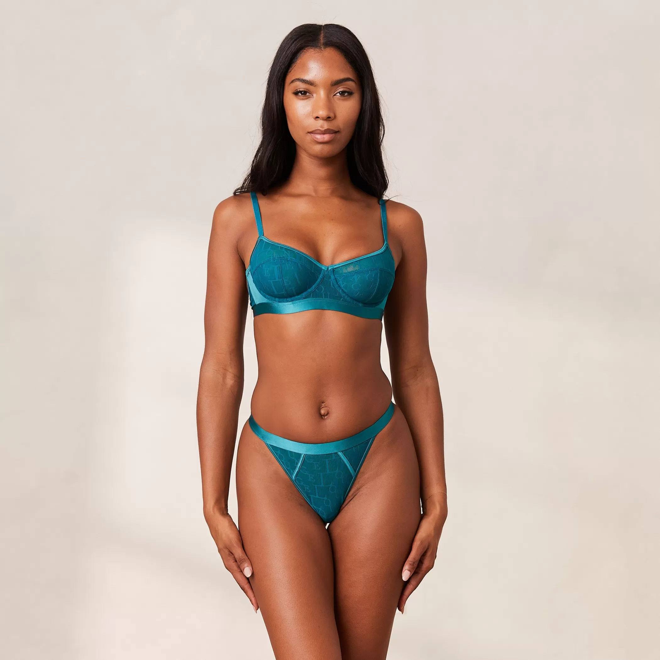 Bras | Lounge Chic Balcony Bra & Thong Set - Turquoise