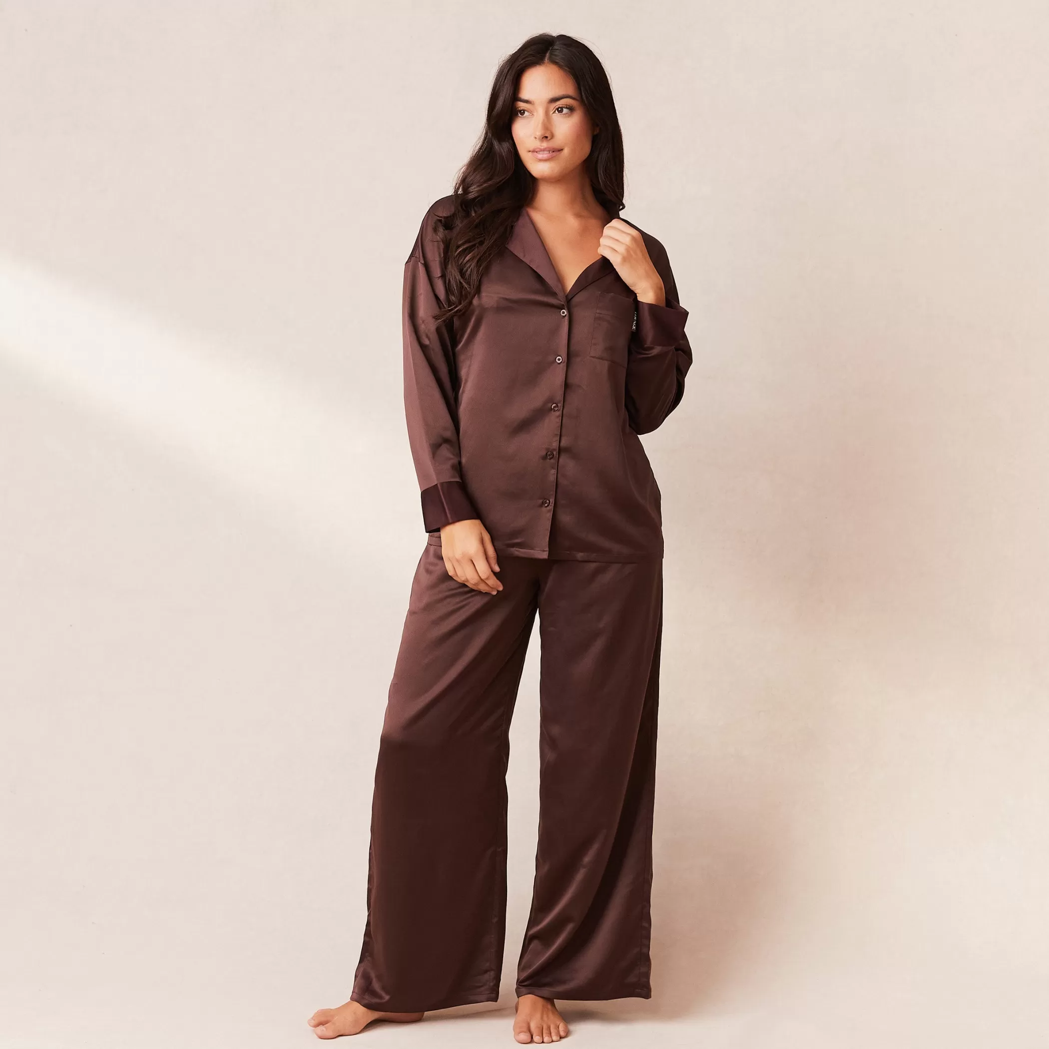Satin | Sets | Lounge Classic Satin Pajama Pants - Chocolate