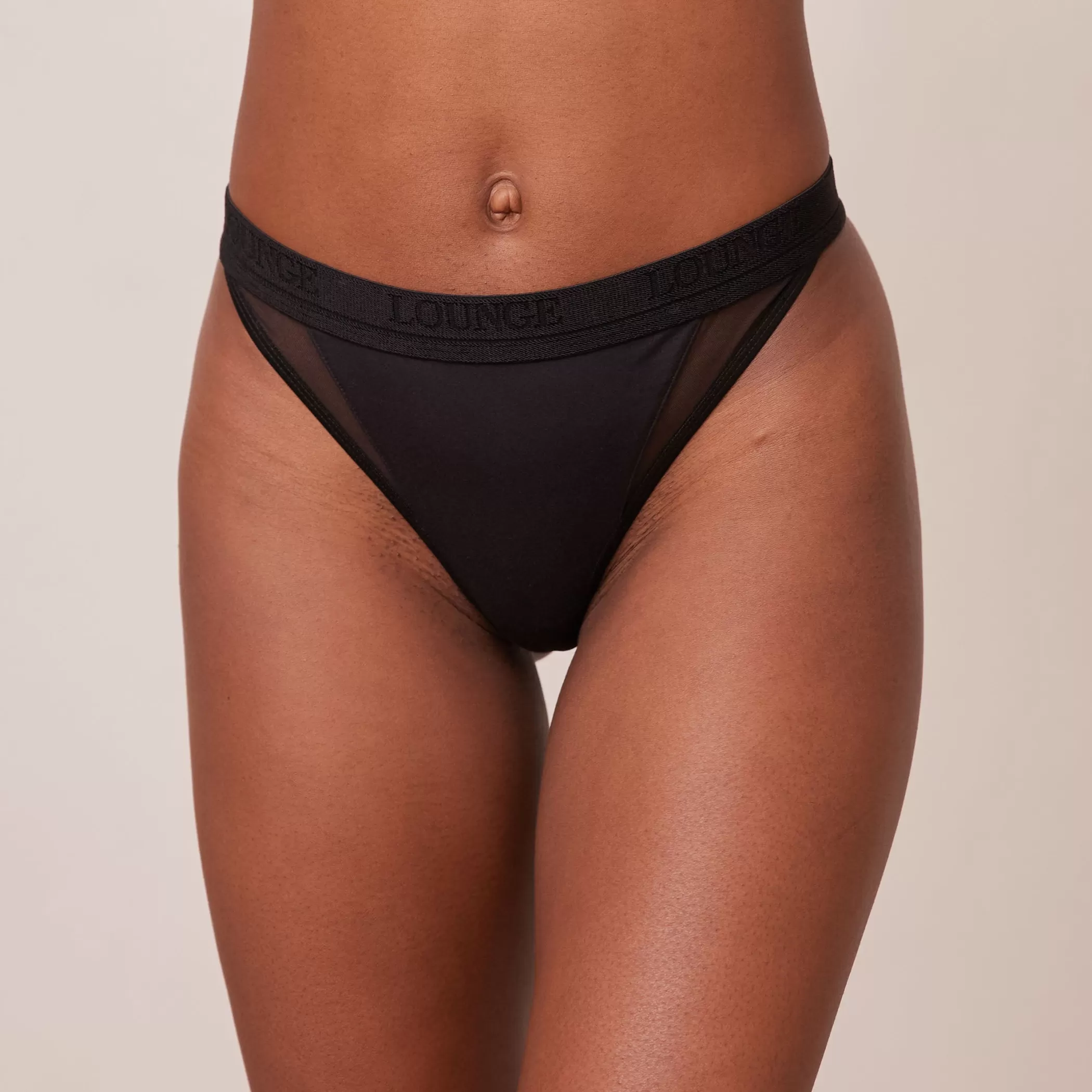 Panties | Lounge Contour Mesh Thong - Black