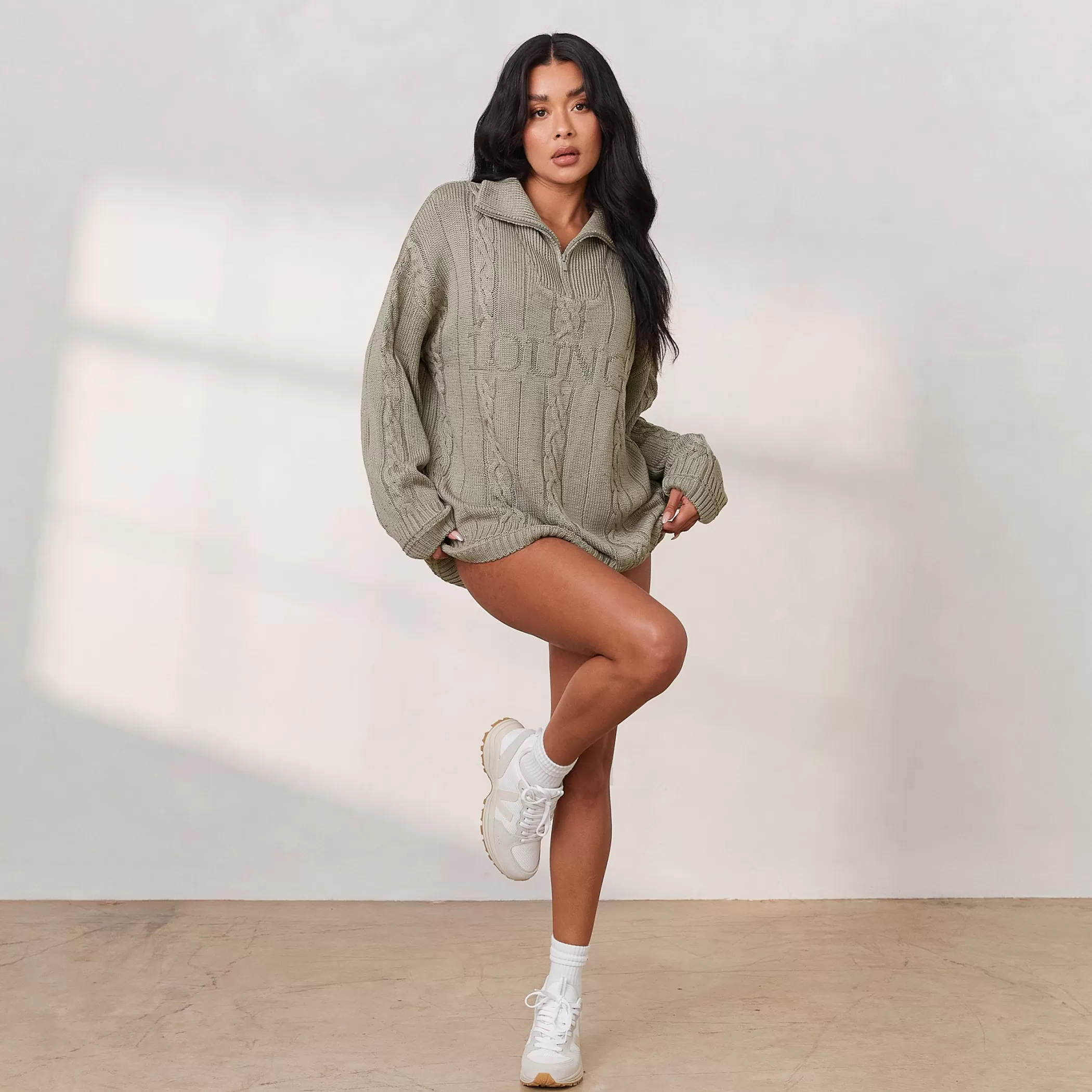 Clothing | Lounge Cozy Knit Quarter Zip Sweater - Sage
