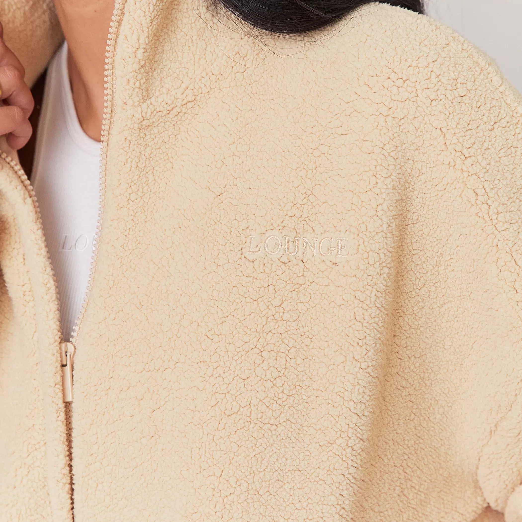 Hoodies & Sweatshirts | Lounge Cozy Zip-Up Fleece Jacket - Cream