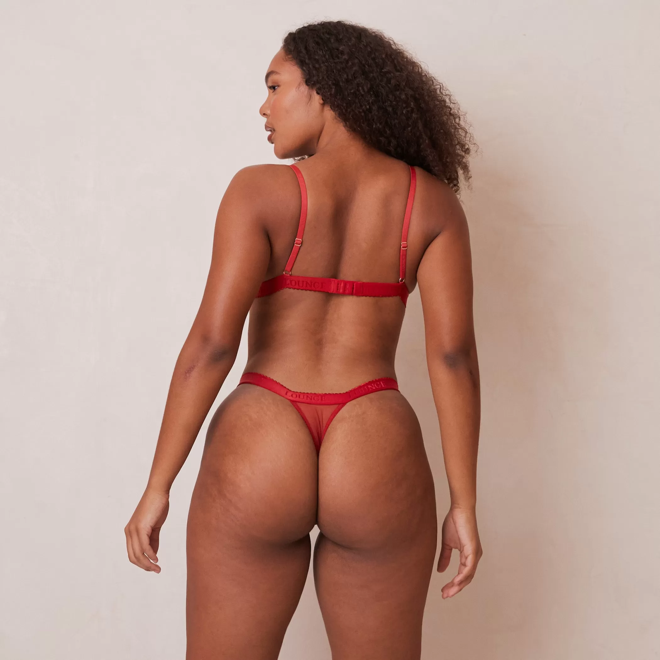 Lace | Triangle | Lounge Embroidered Triangle Bra & Thong Set - Maroon