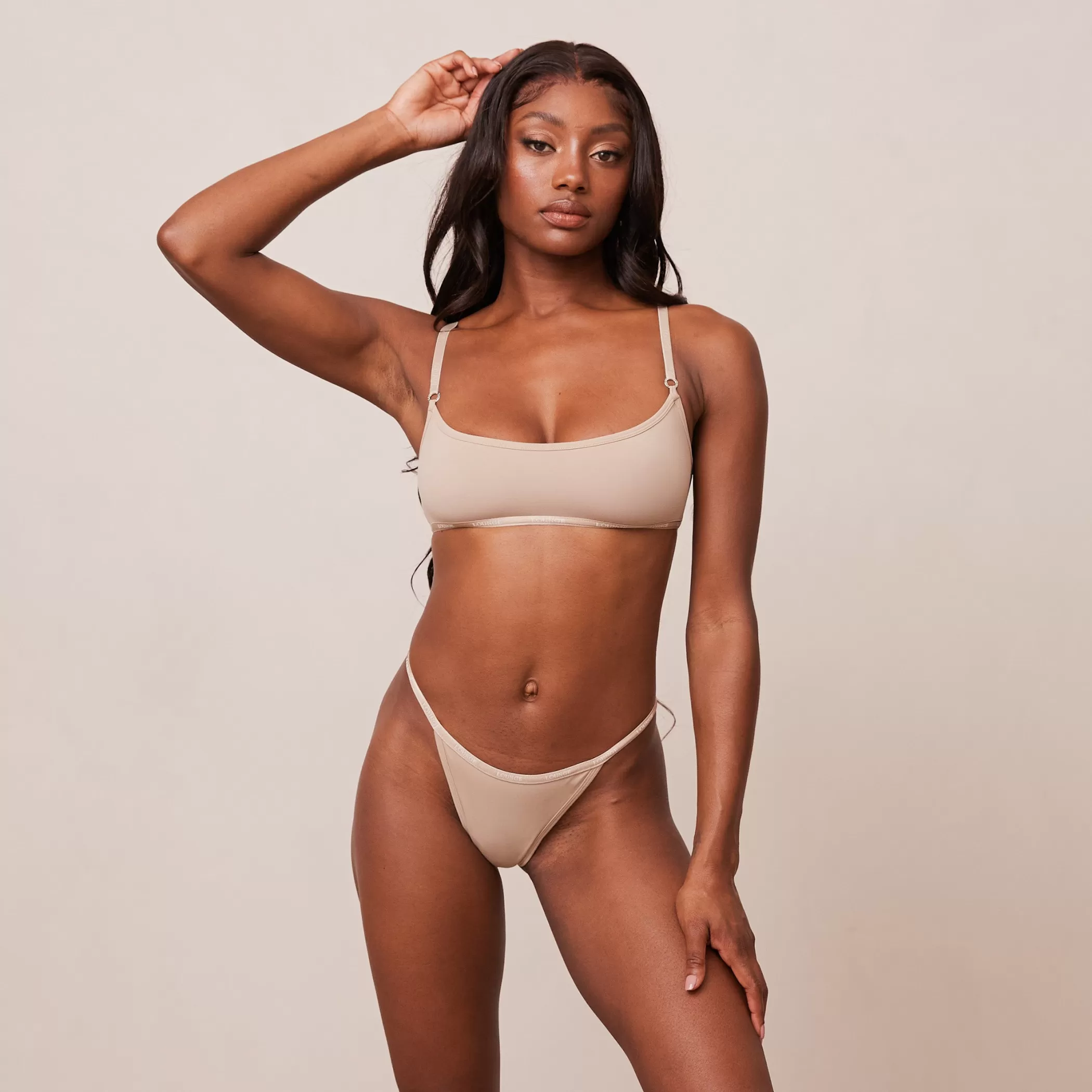 Bras | Lounge Essential Bralette & Thong/Briefs Set - Mink