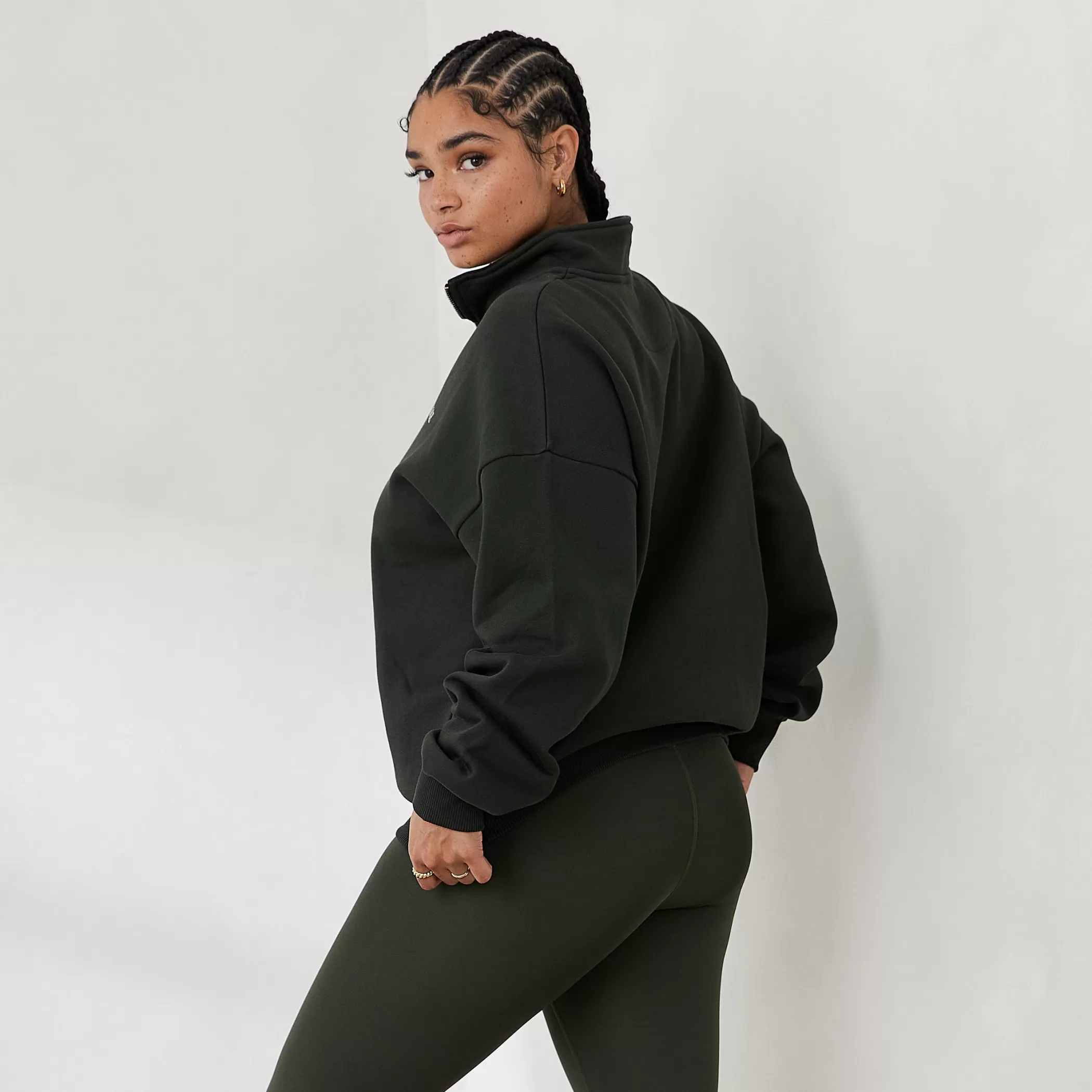 Hoodies & Sweatshirts | Lounge Essential Oversized Quarter Zip Sweater - Pine Green PineGreen