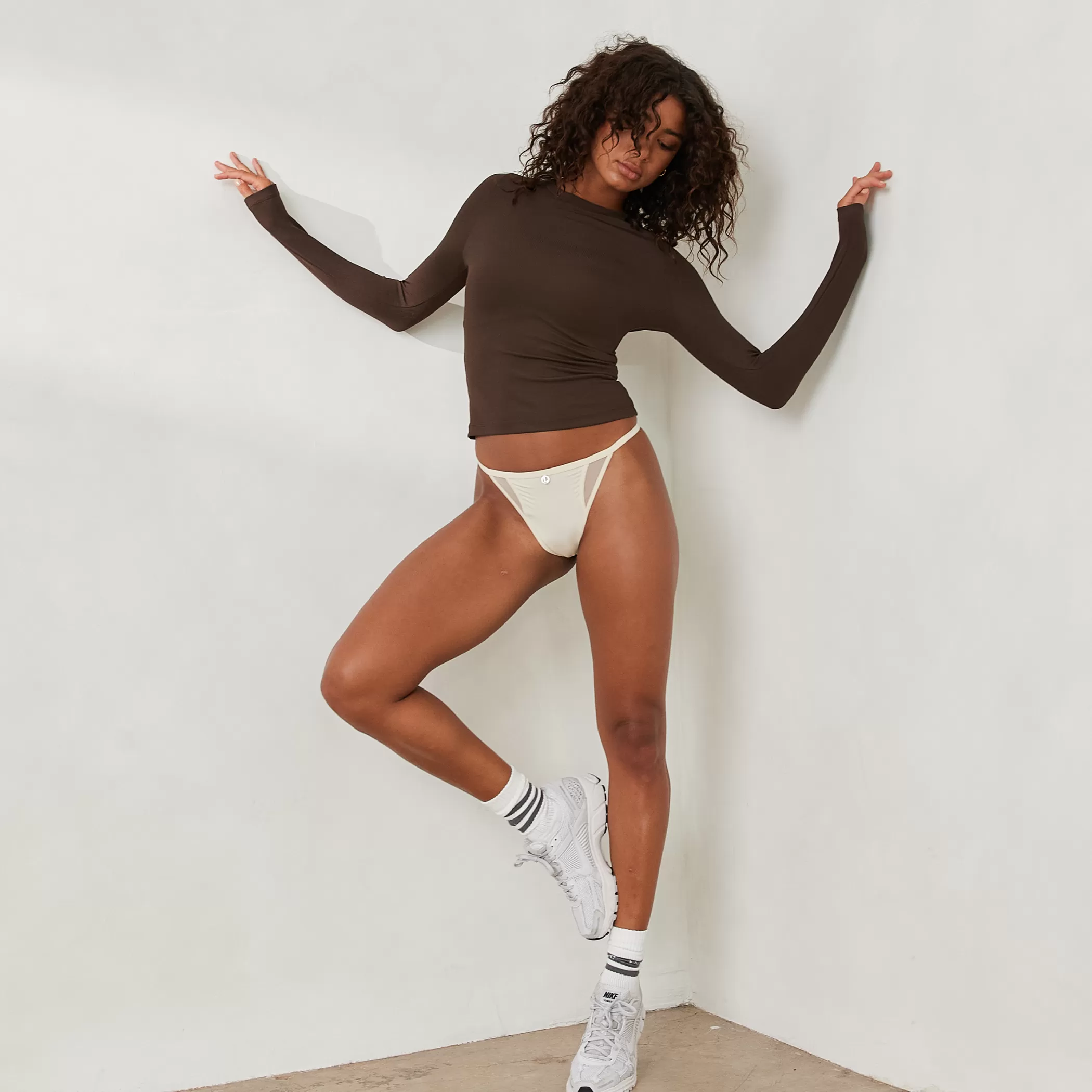 Essential | Loungewear | Lounge Essential Ribbed Long Sleeve Top - Espresso