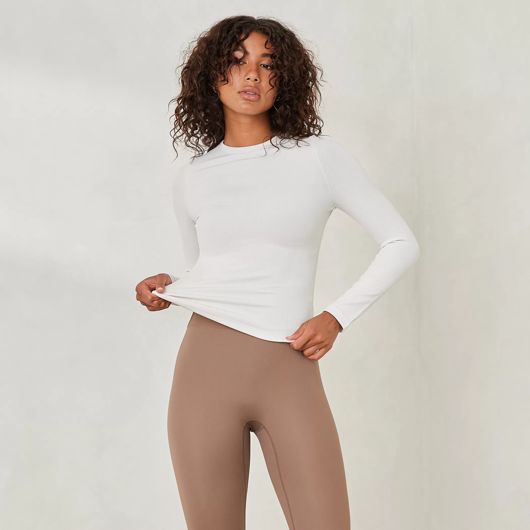 Essential | Loungewear | Lounge Essential Ribbed Long Sleeve Top - Off White OffWhite