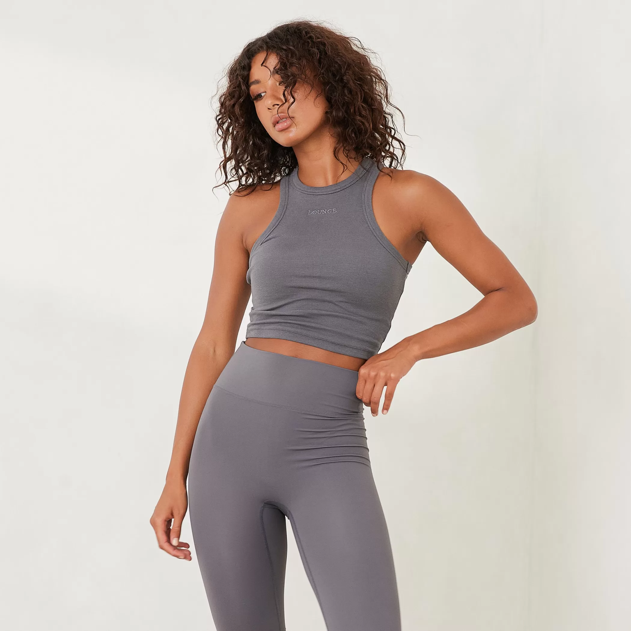 Loungewear | T-shirts & Tops | Lounge Essential Ribbed Racerback Top - Charcoal