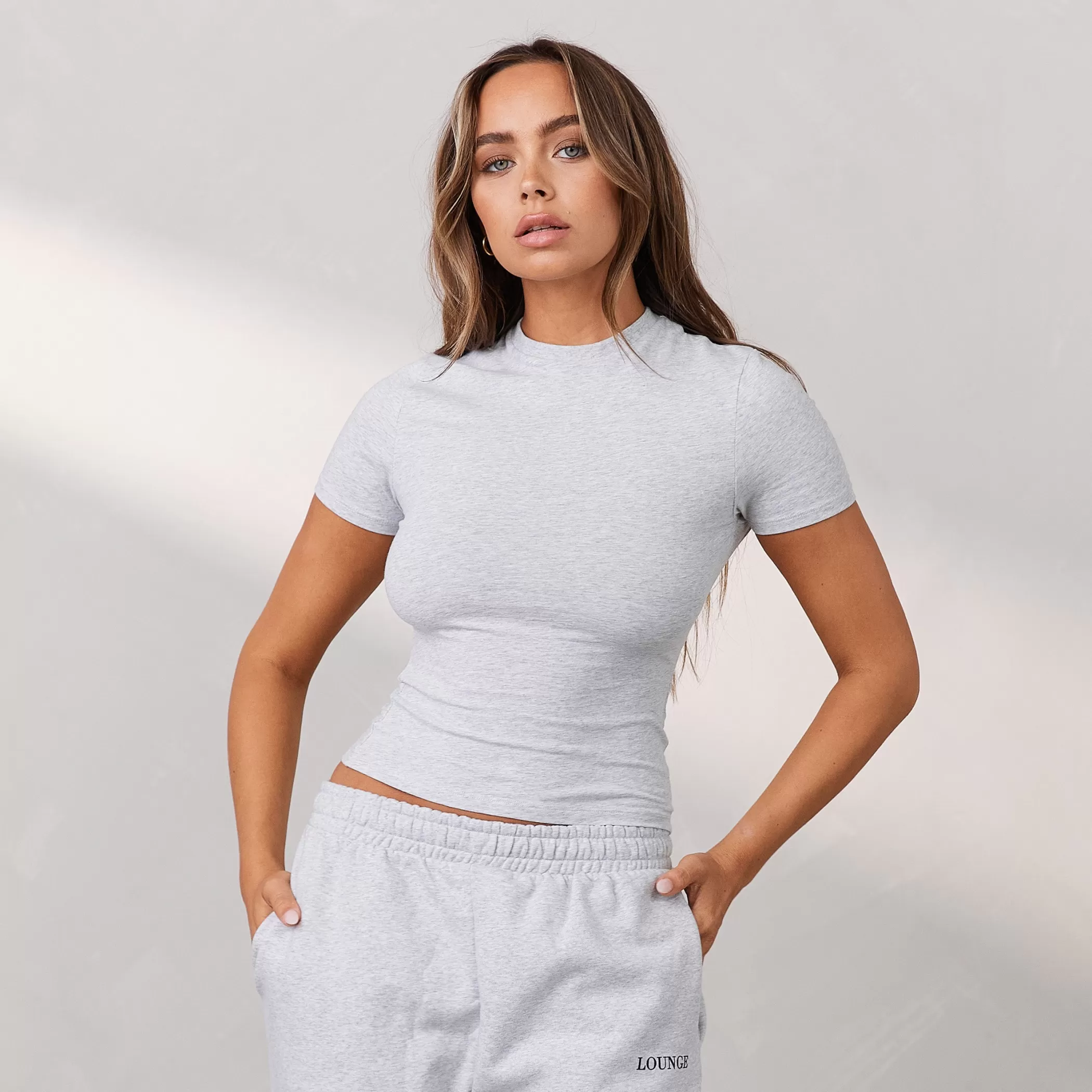 Essential | Loungewear | Lounge Essential Short Sleeve Fitted T-Shirt - Frost Melange FrostMelange