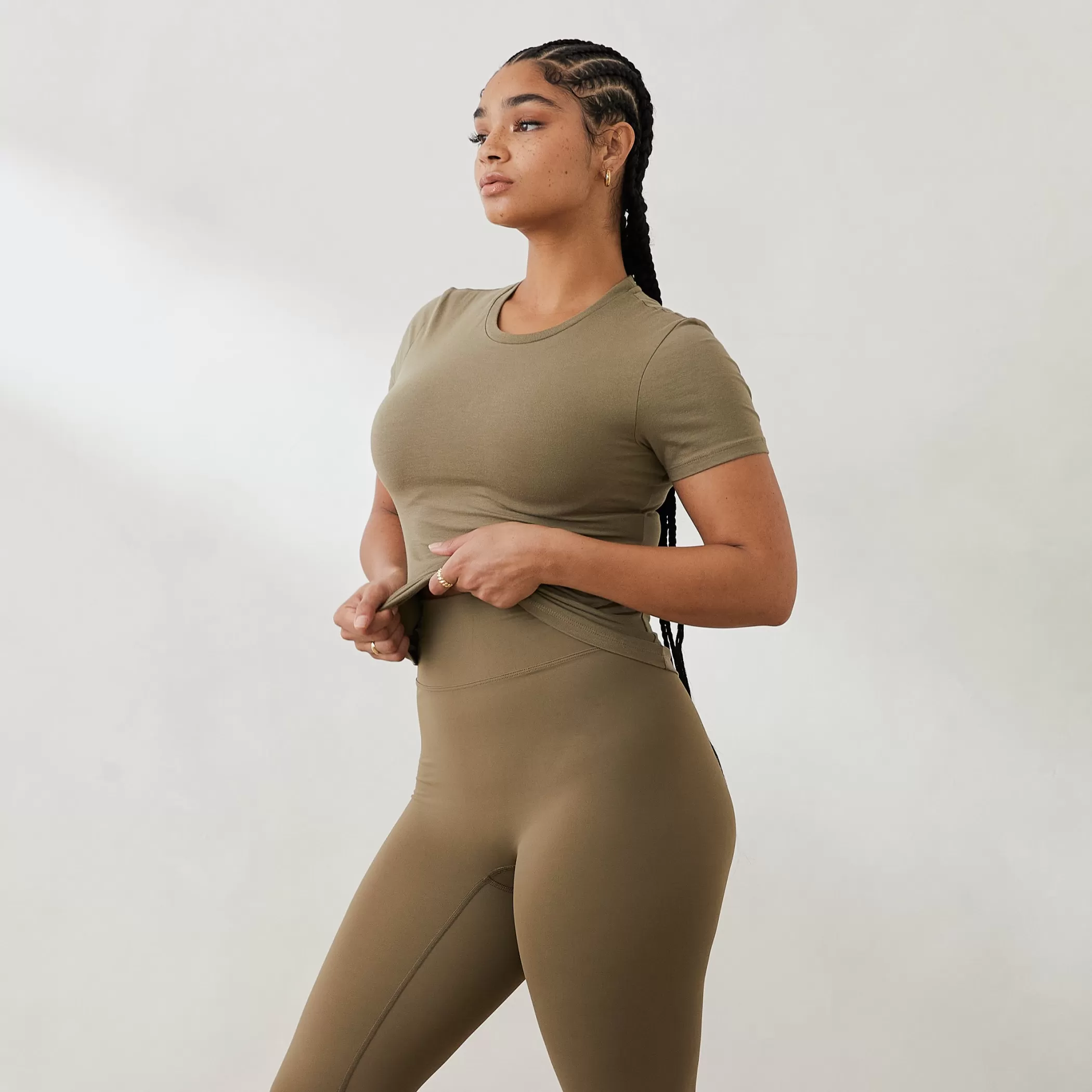 Loungewear | T-shirts & Tops | Lounge Essential Short Sleeve Fitted T-Shirt - Olive