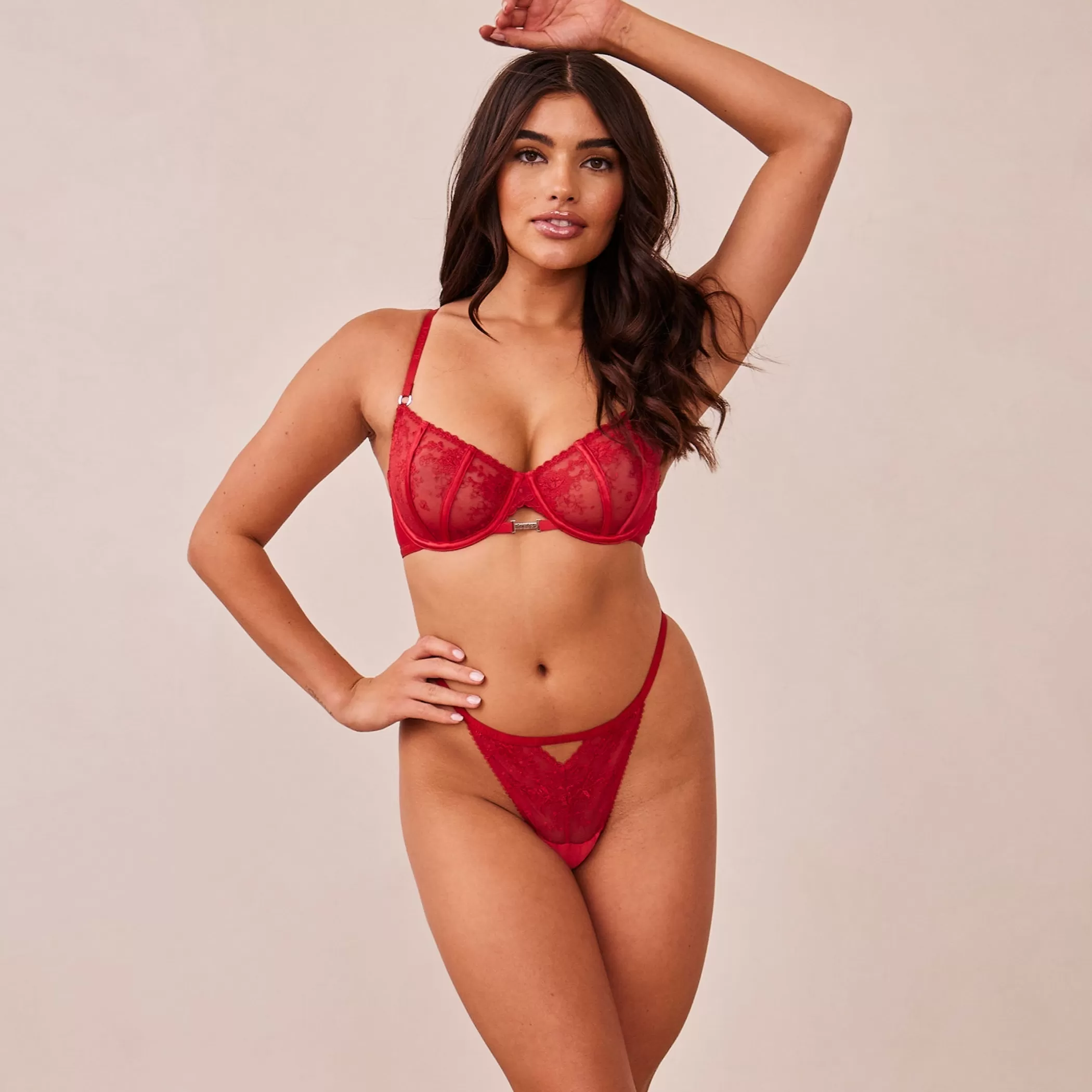 Lace | Lounge Flirt Balcony Bra & G-string/Briefs Set - Maroon