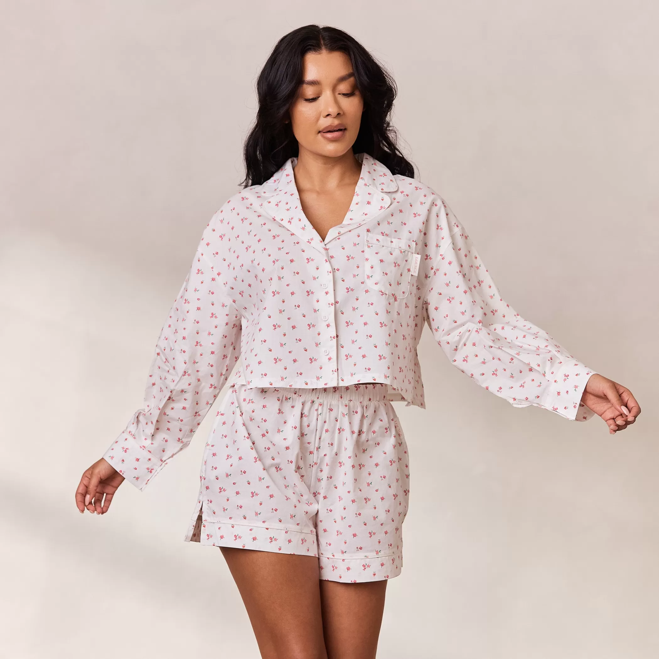 Tops | Sets | Lounge Floral Pajama Shirt - White Print WhitePrint