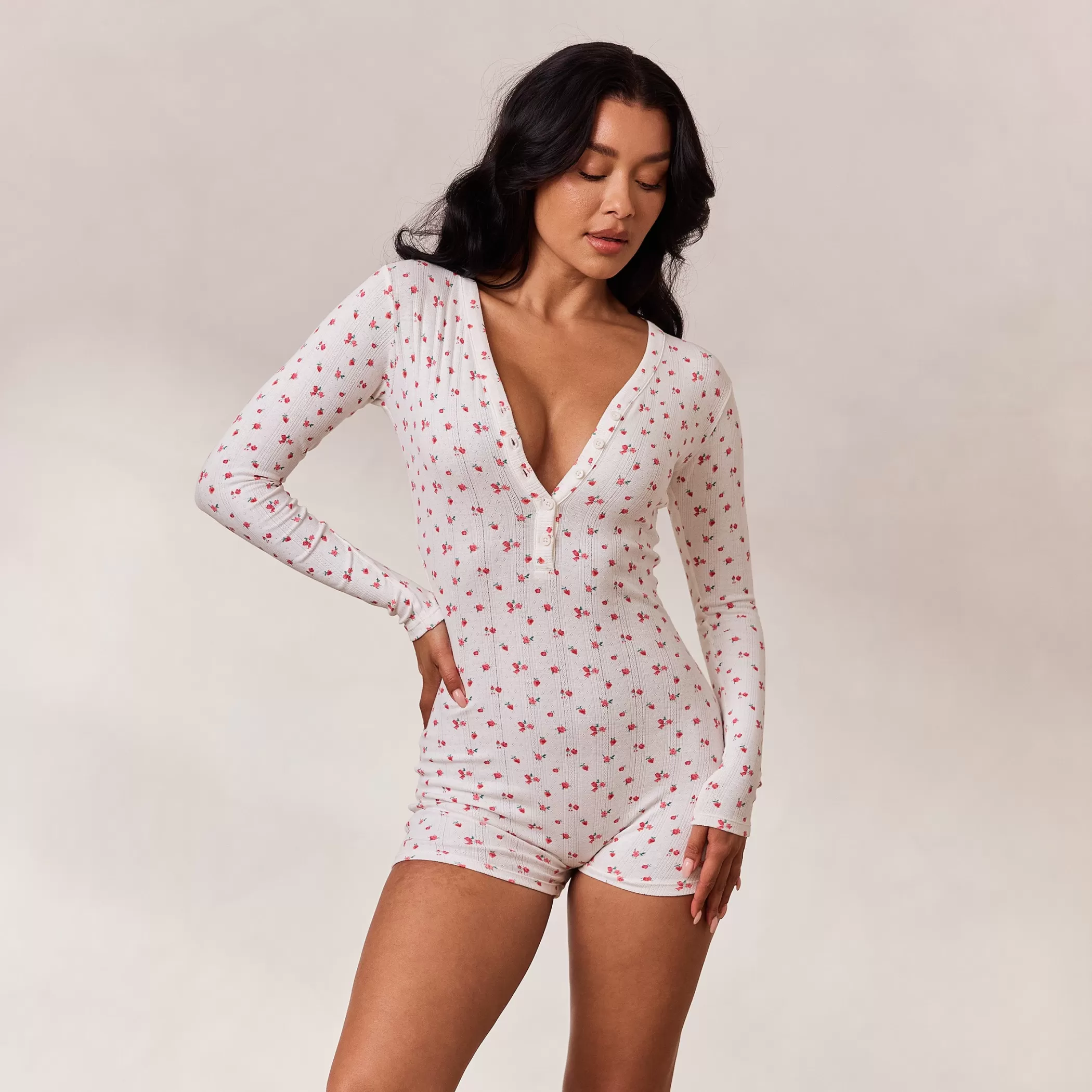 Breakfast Club | Sets | Lounge Floral Romper - White Print WhitePrint