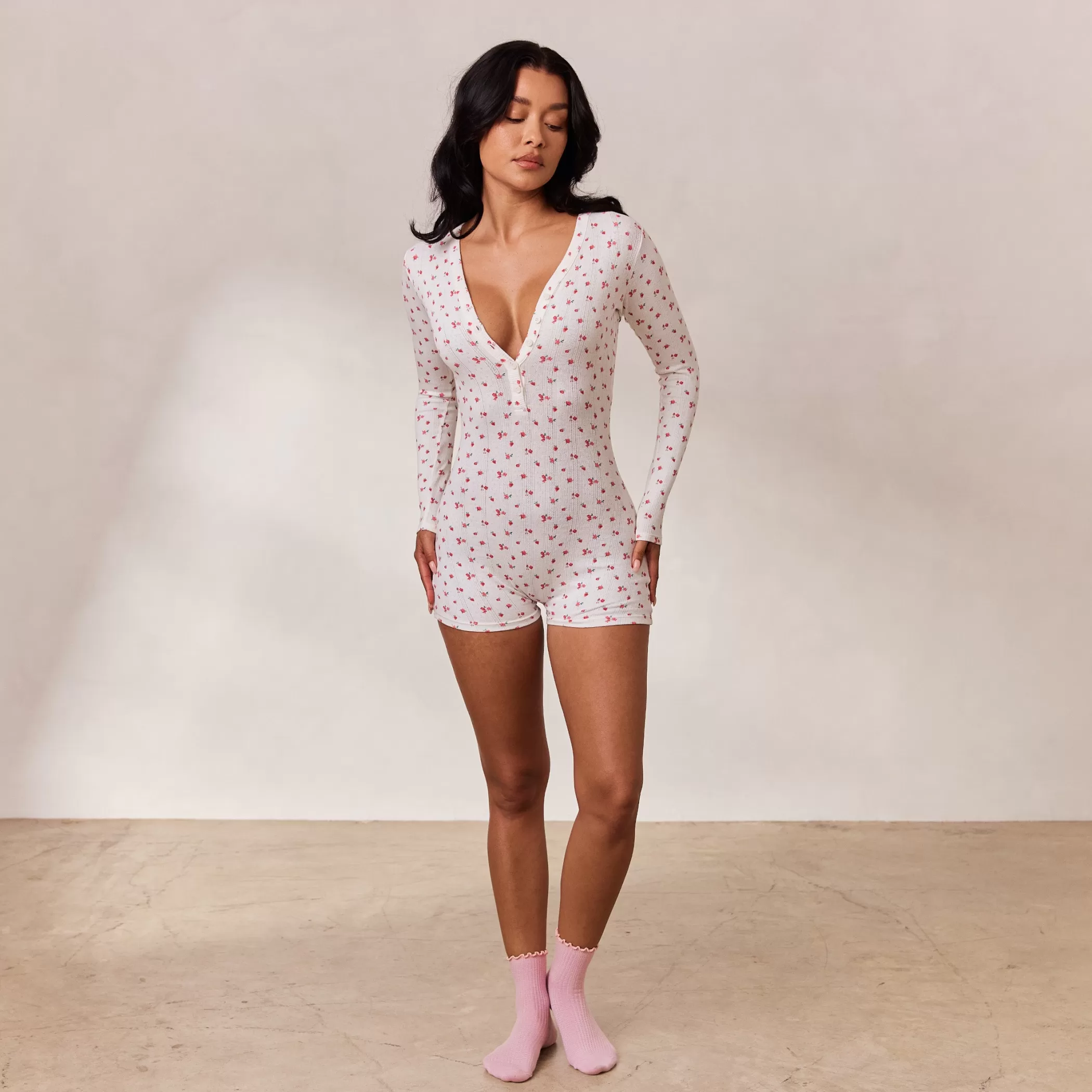 Breakfast Club | Sets | Lounge Floral Romper - White Print WhitePrint