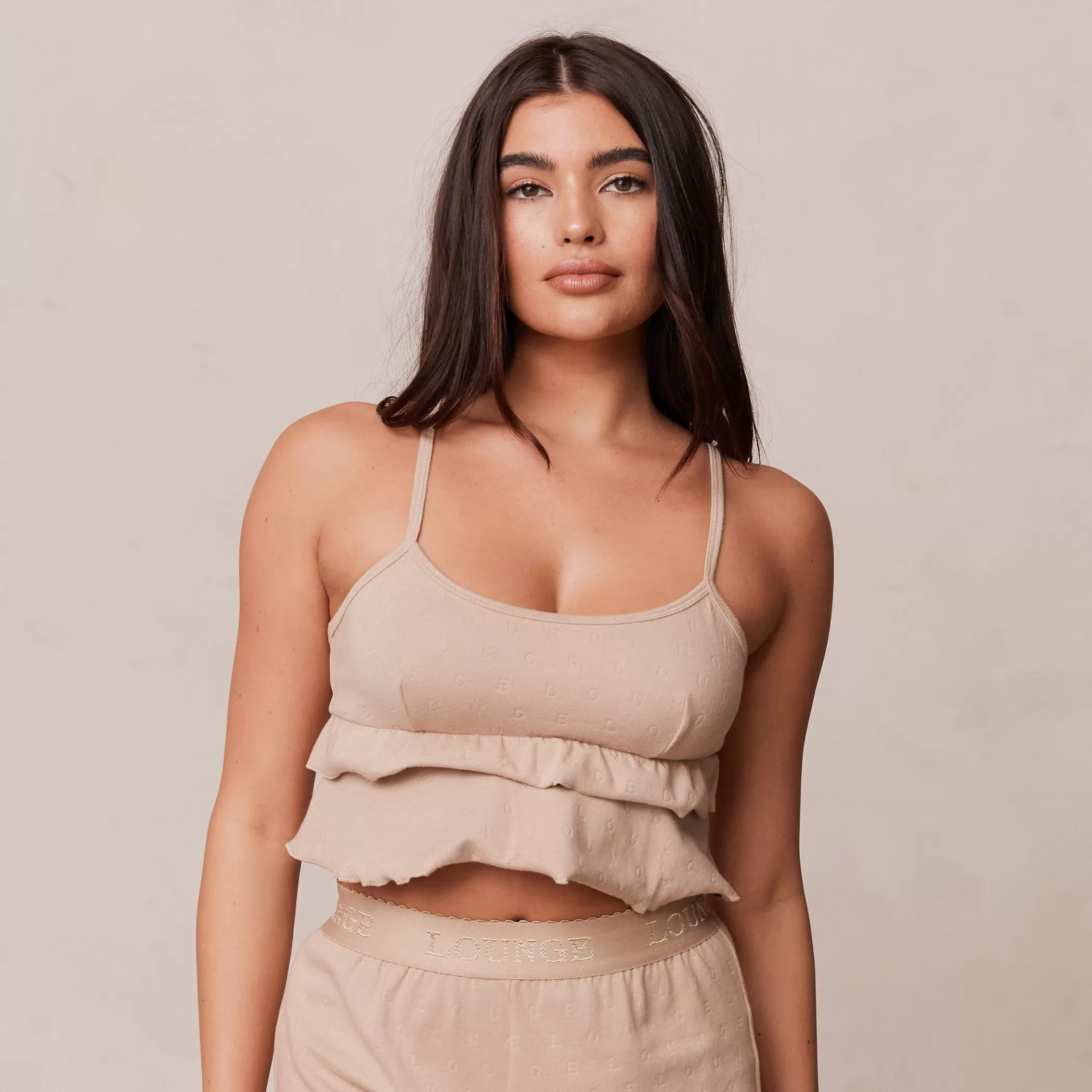 Sleep | Lounge Frill Pajama Cami Top - Mink