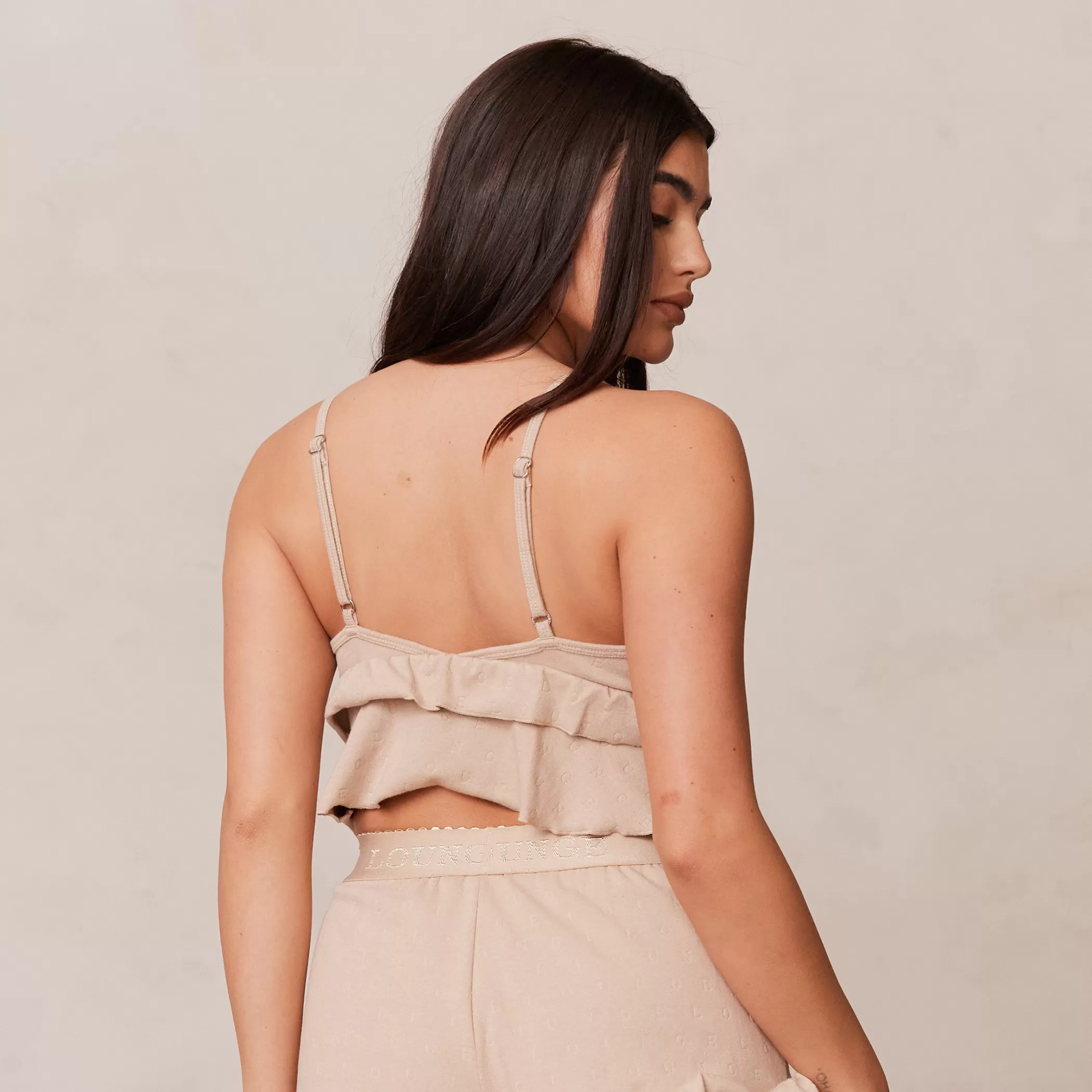 Sleep | Lounge Frill Pajama Cami Top - Mink