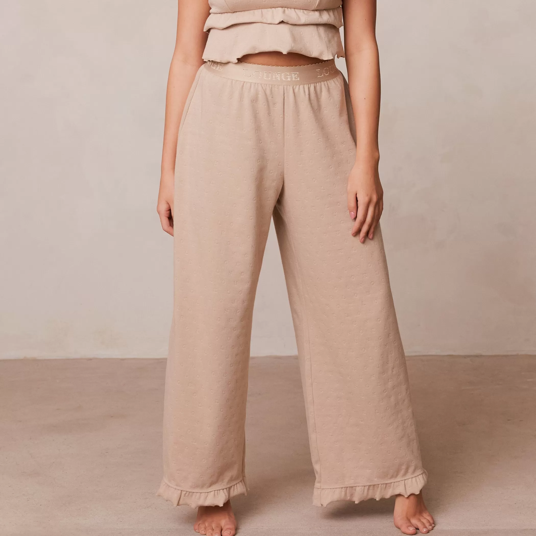 Sleep | Lounge Frill Pajama Trousers - Mink