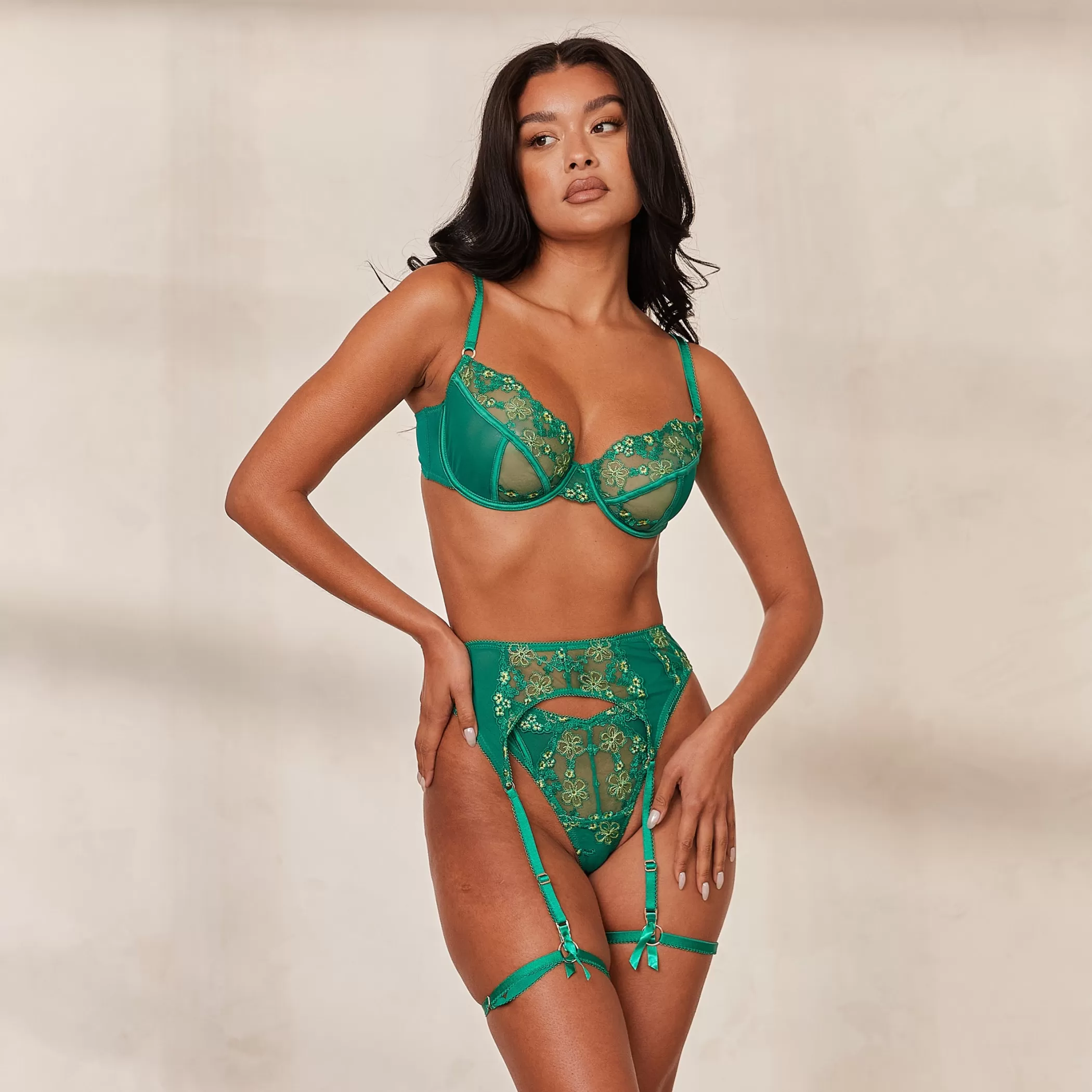 Intimates Sets | Lace | Lounge Harper Intimates Set - Emerald