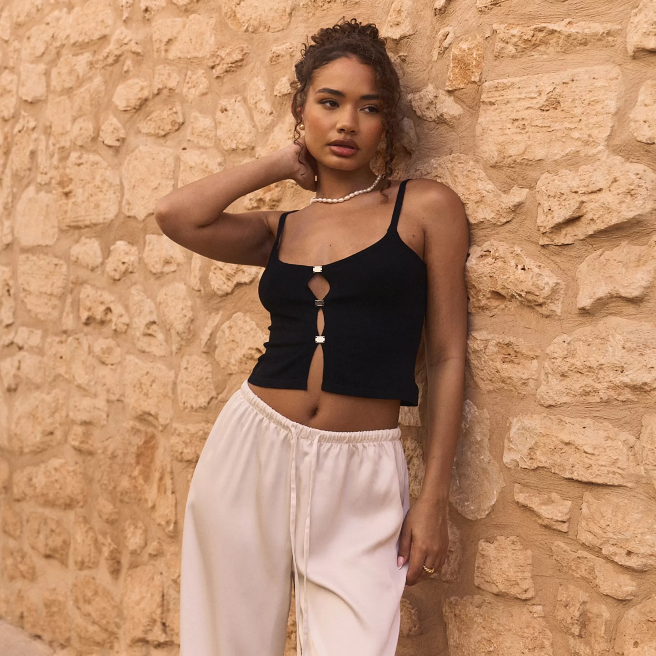 Endless Summer | T-shirts & Tops | Lounge Knitted Cami Top - Black