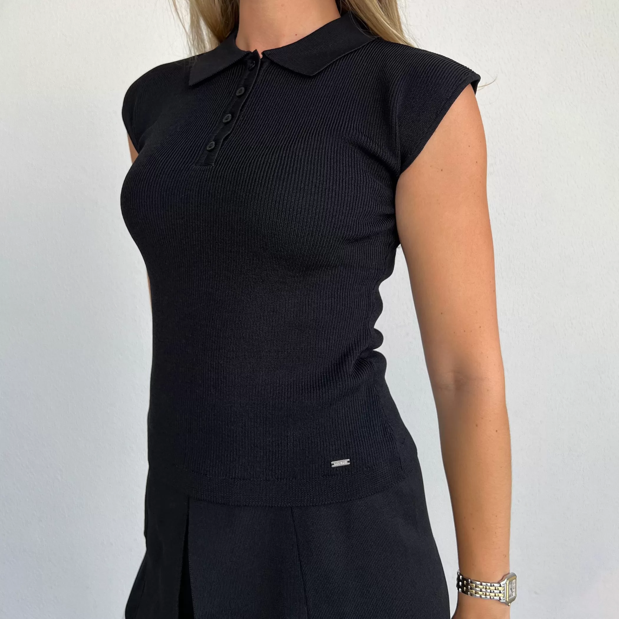 Lounge Knit | T-shirts & Tops | Lounge Knitted Cap Sleeve Top - Black