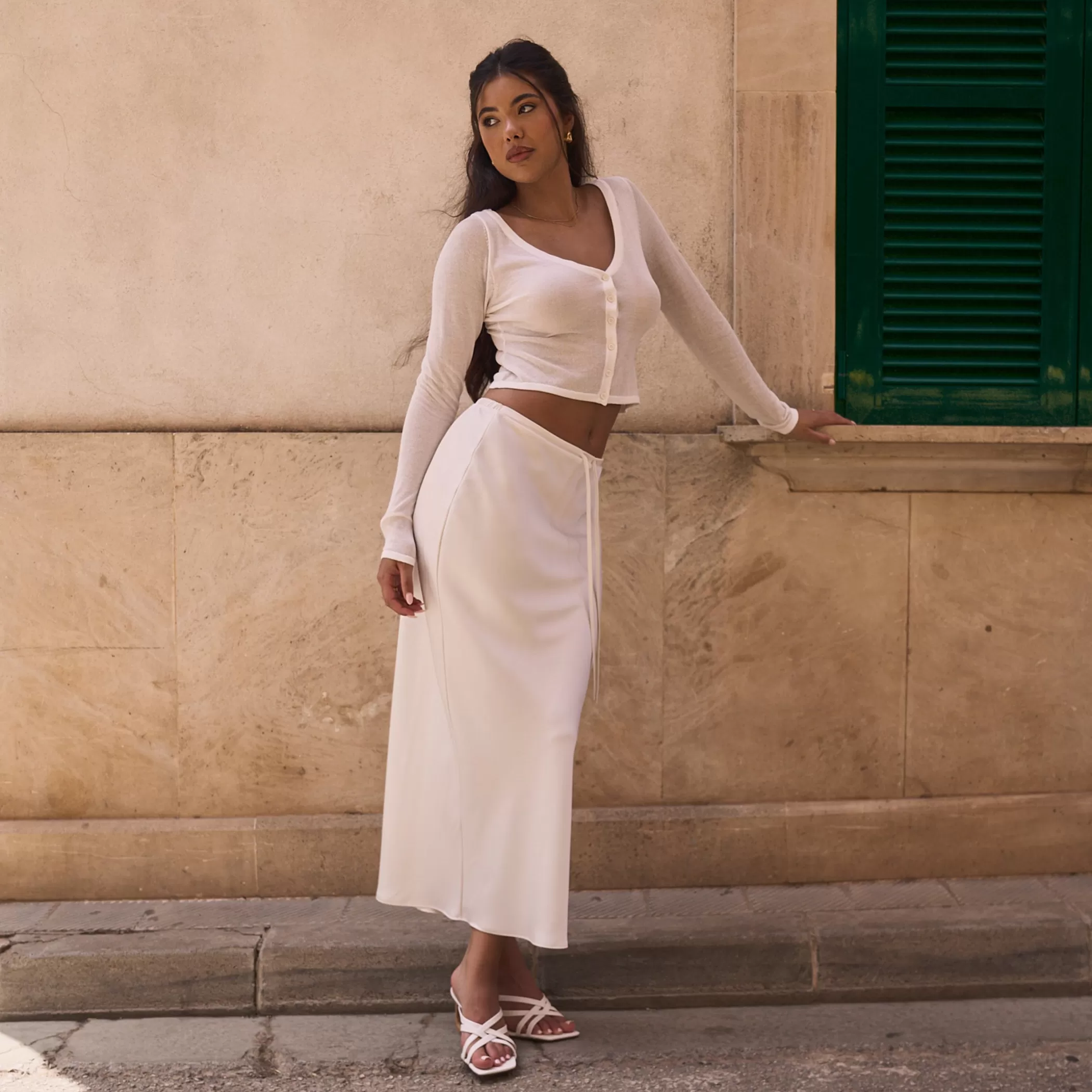 Endless Summer | T-shirts & Tops | Lounge Knitted Sheer Cardigan - Off White OffWhite