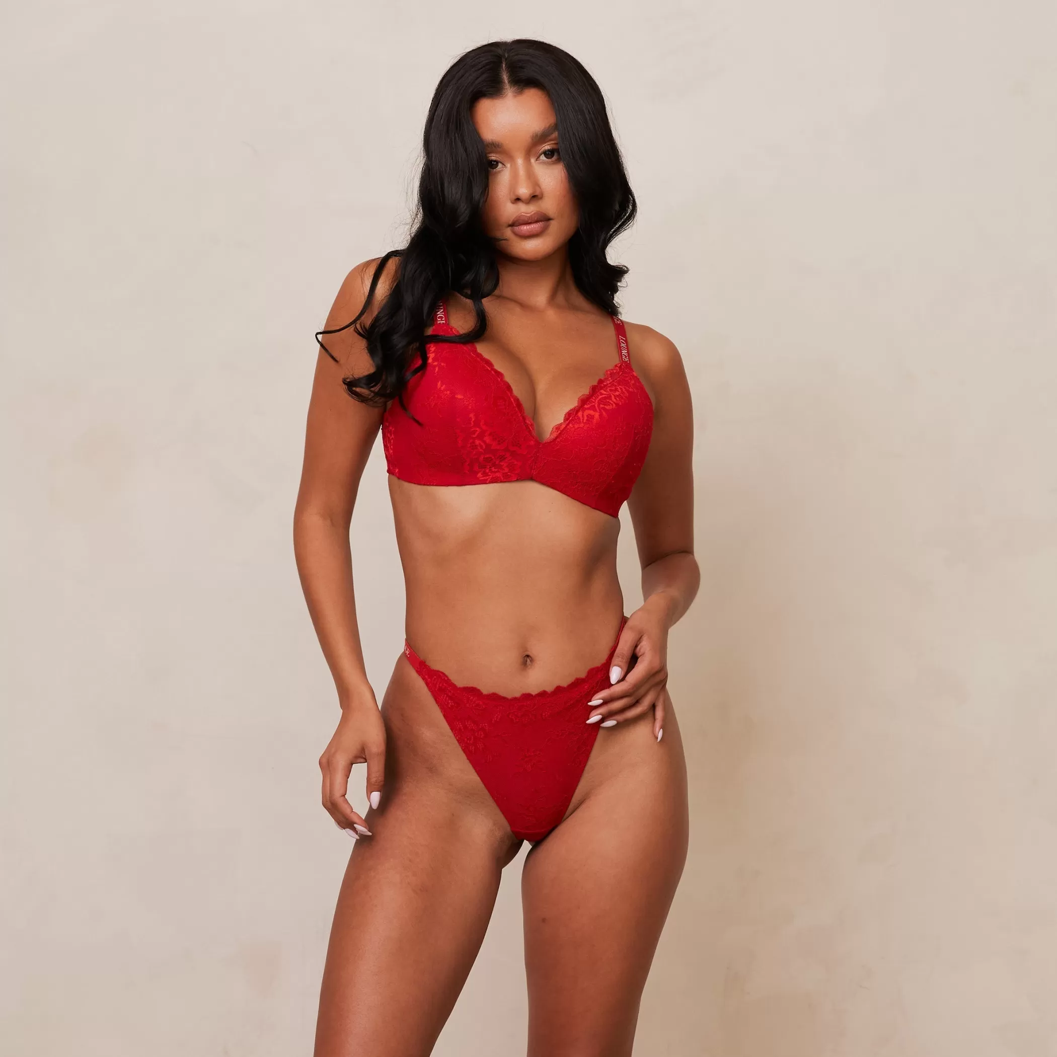 Bras | Lounge Lace Magic Bra & Thong Set - Maroon