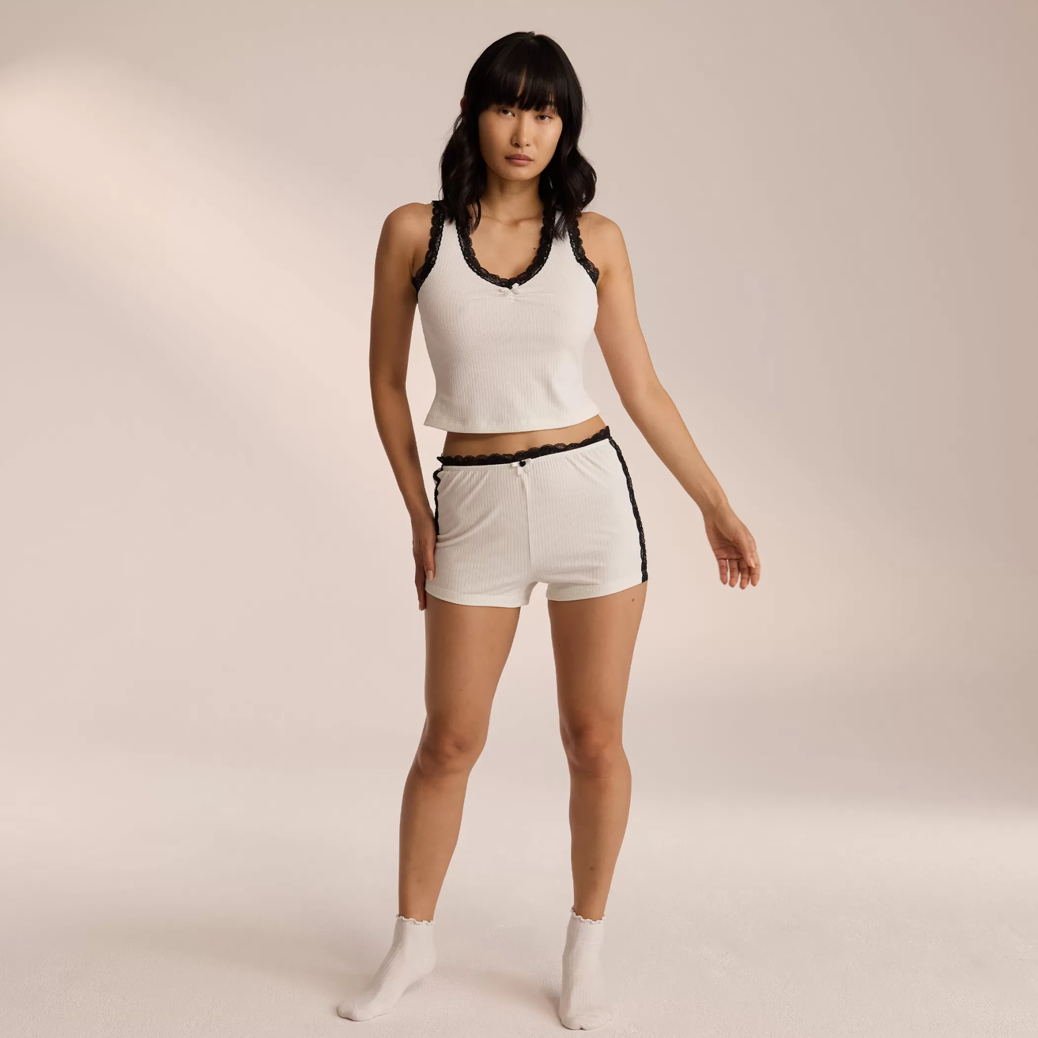 Breakfast Club | Bottoms | Lounge Lace Pajama Shorts - White