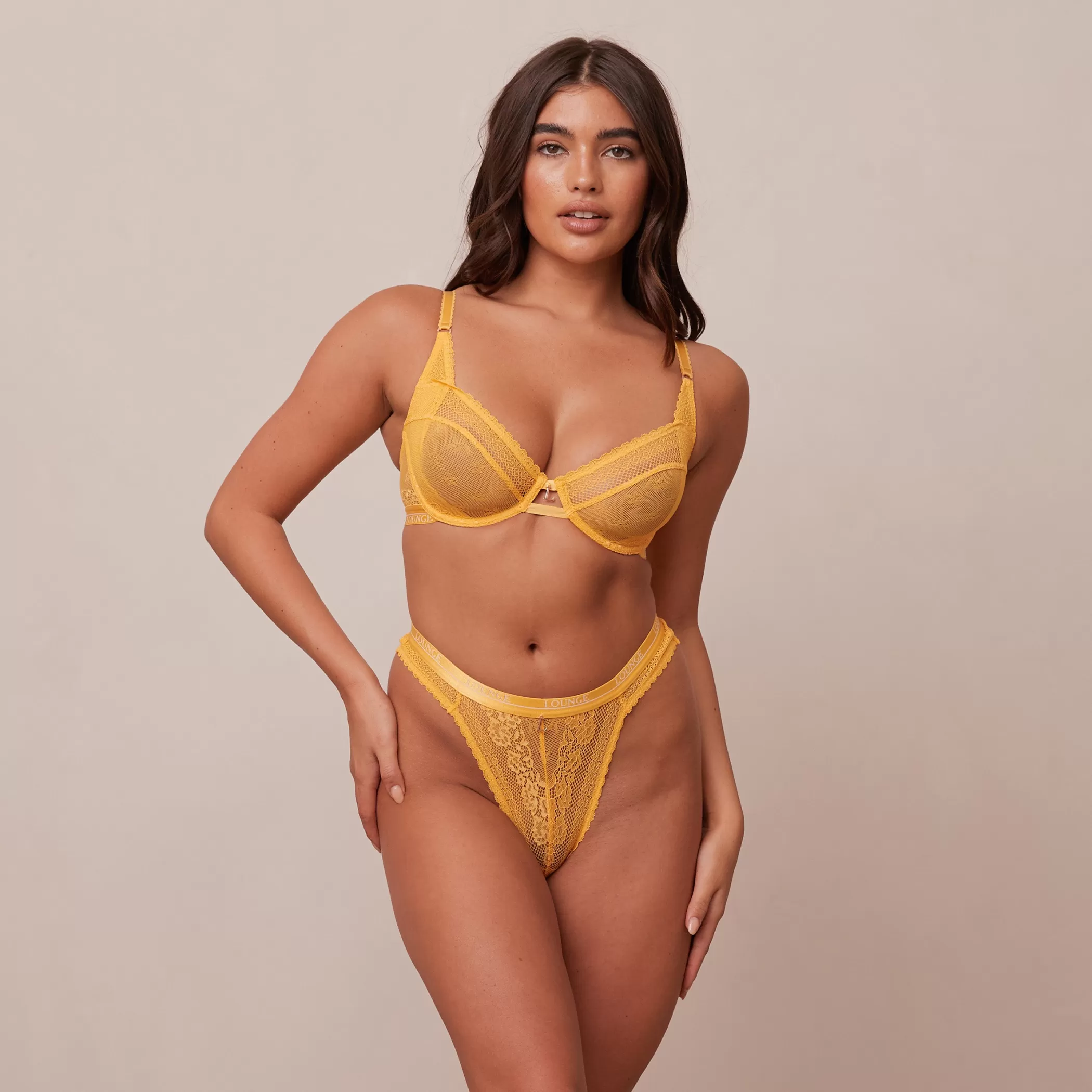 Bras | Lounge Liberty Balcony Bra & Thong/Briefs Set - Mustard