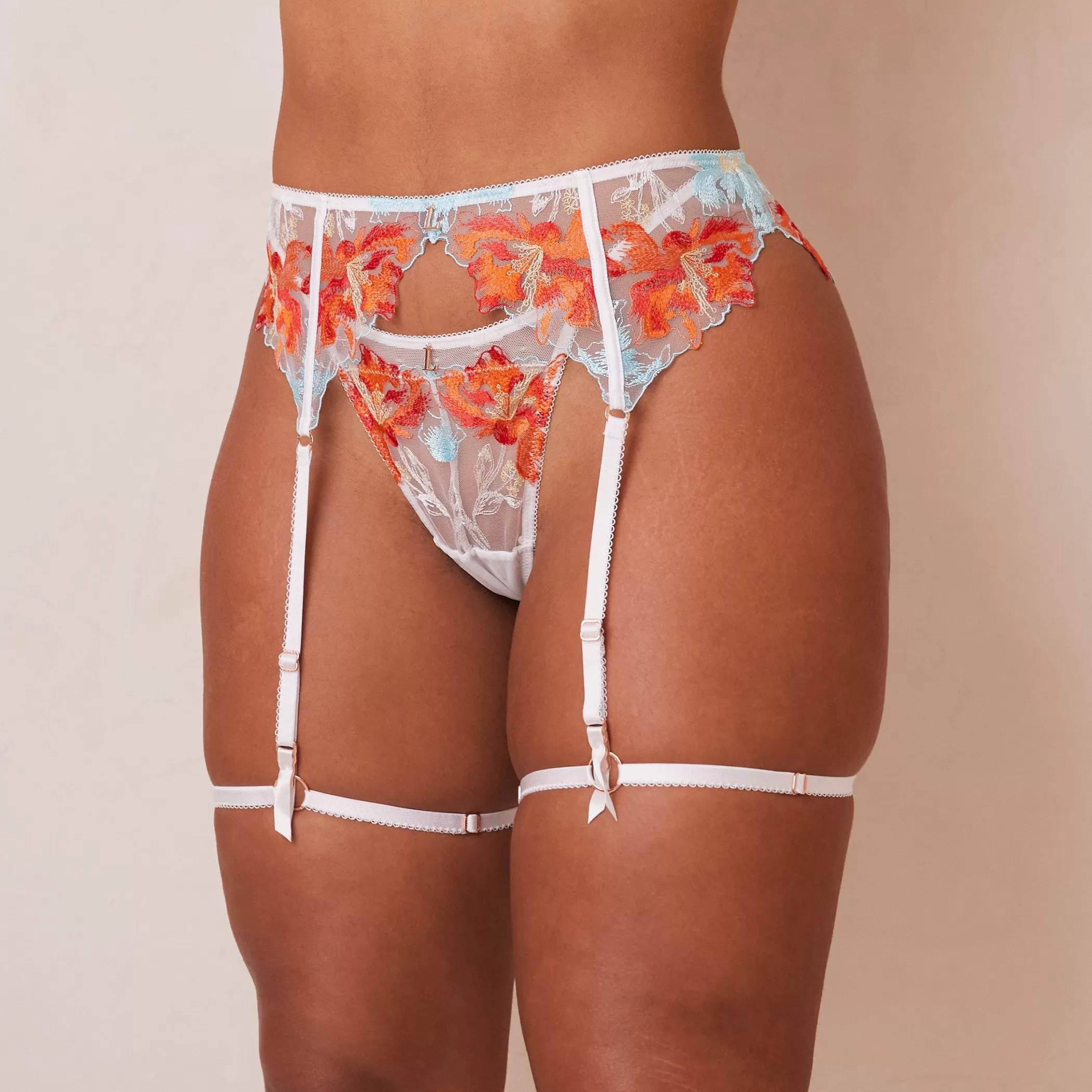 Intimates | Lounge Lily Intimates Thong & Garter Belt - White