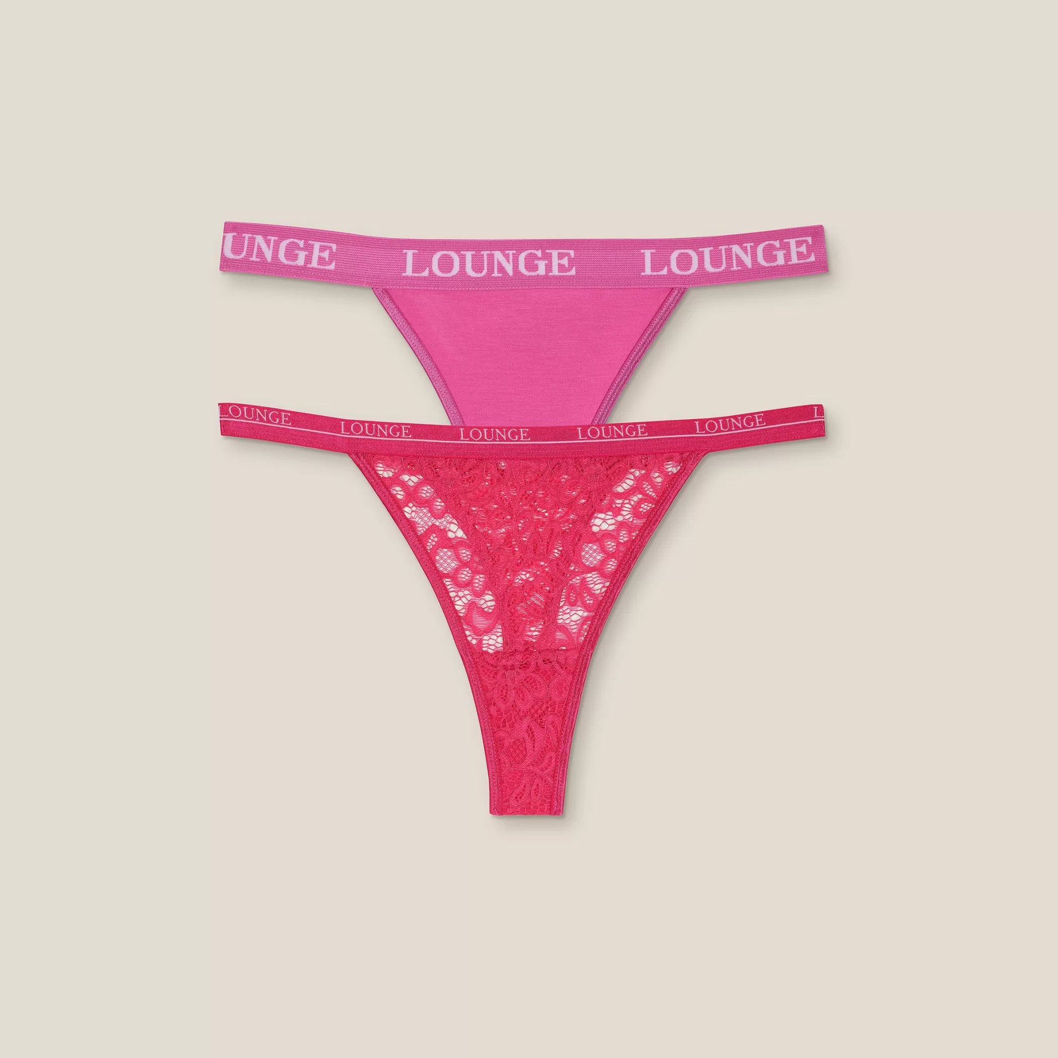 Panties | Lounge Limited Edition Balcony/Triangle Thong (2 Pack) - Pink