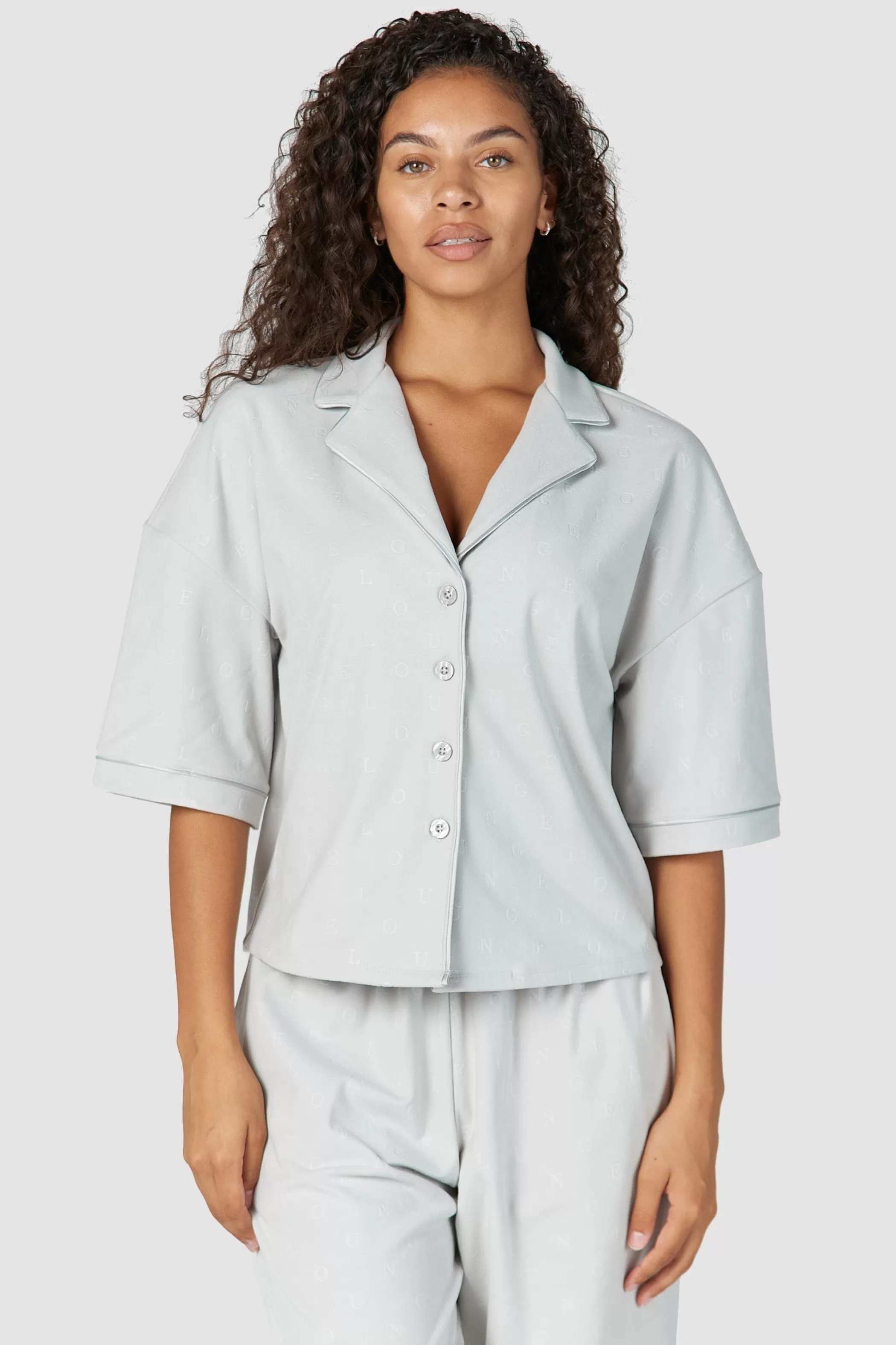 Sleep | Lounge Luxury Embossed Pajama Shirt - Frost