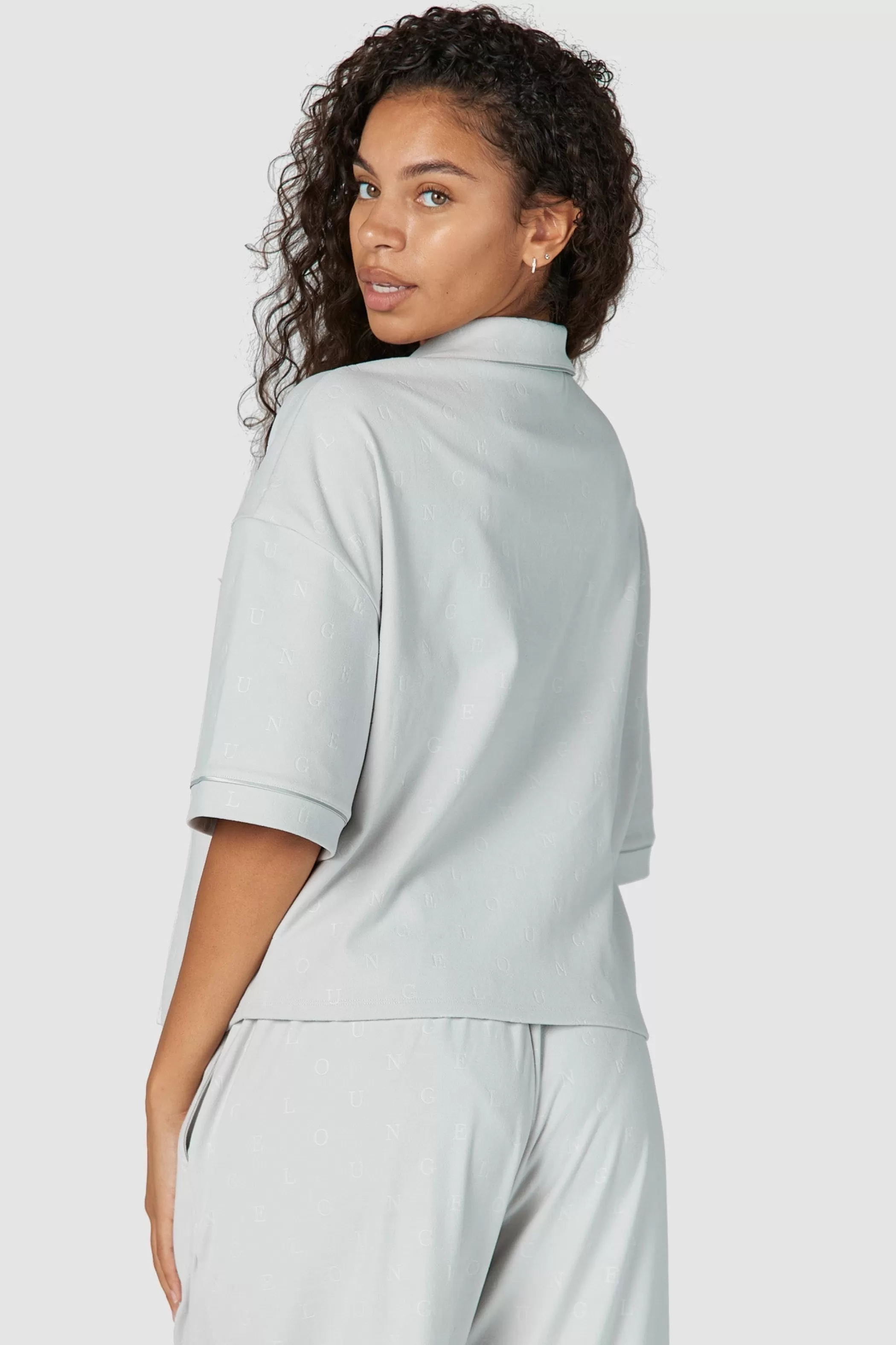 Sleep | Lounge Luxury Embossed Pajama Shirt - Frost