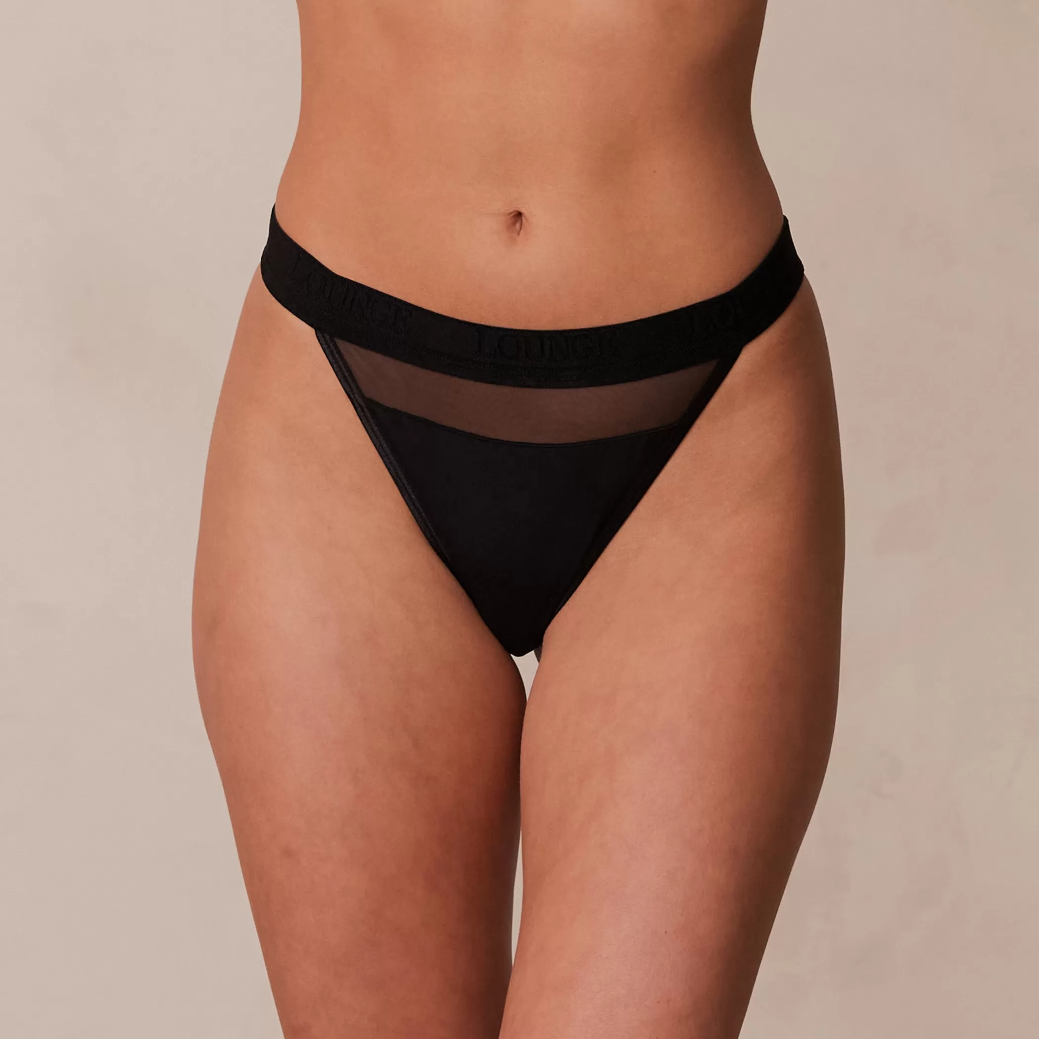 Panties | Lounge Mesh Thong - Black
