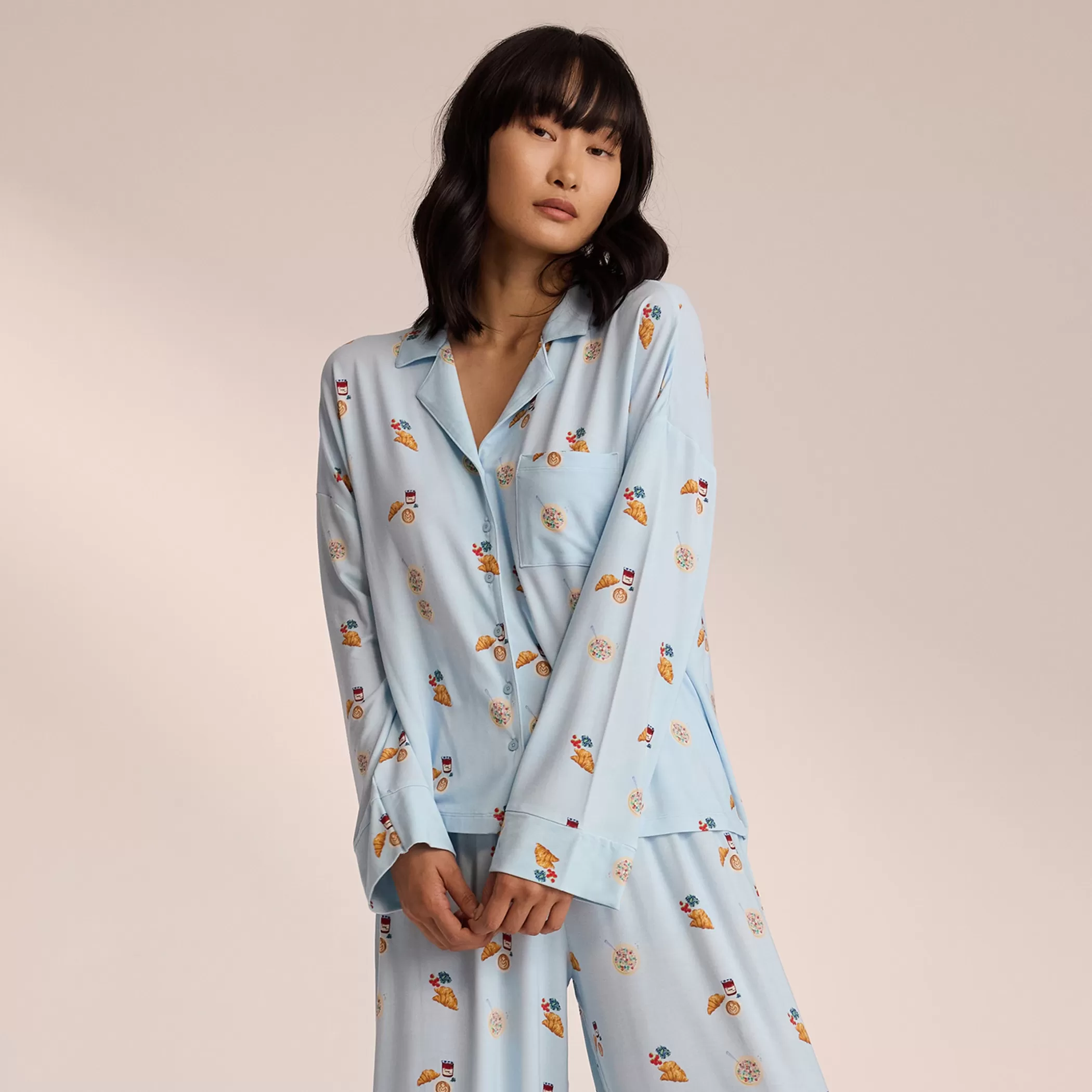 Breakfast Club | Tops | Lounge Modal Pajama Shirt - Blue