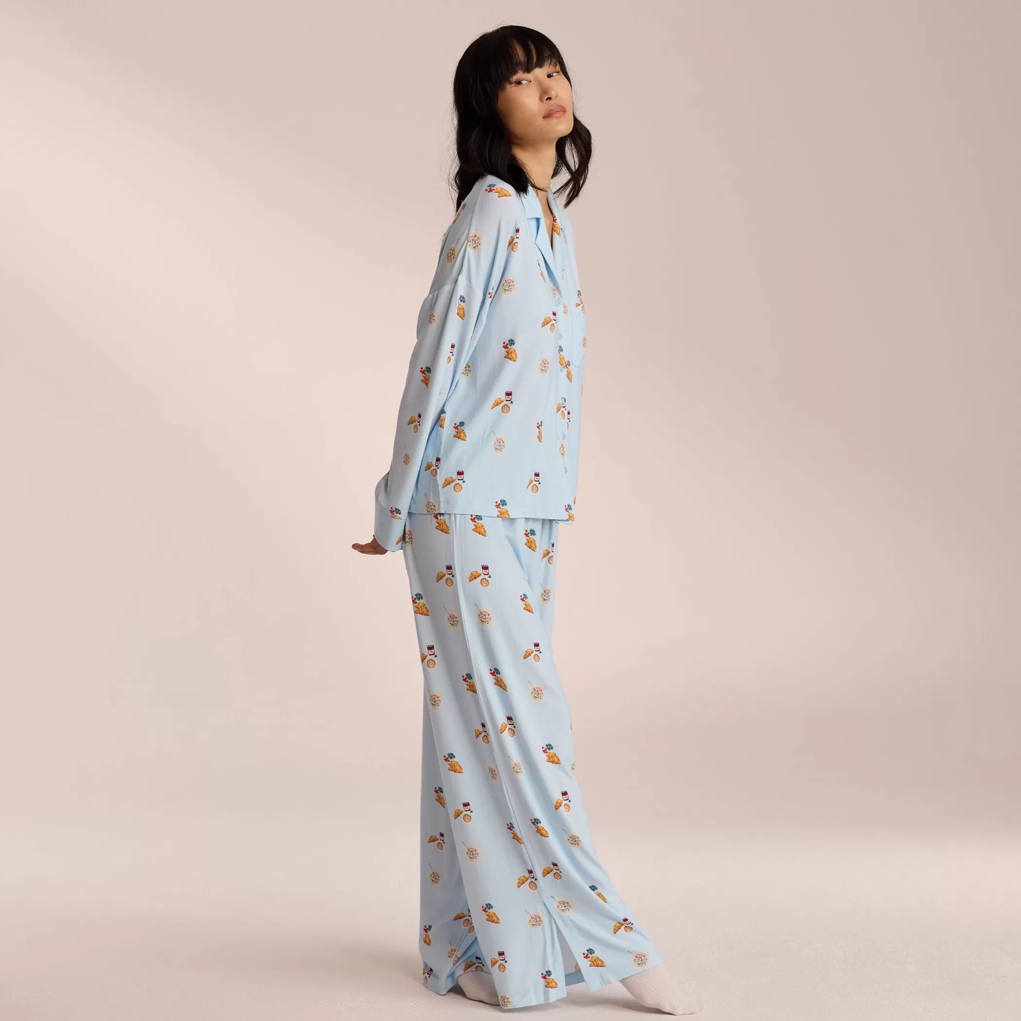 Breakfast Club | Tops | Lounge Modal Pajama Shirt - Blue