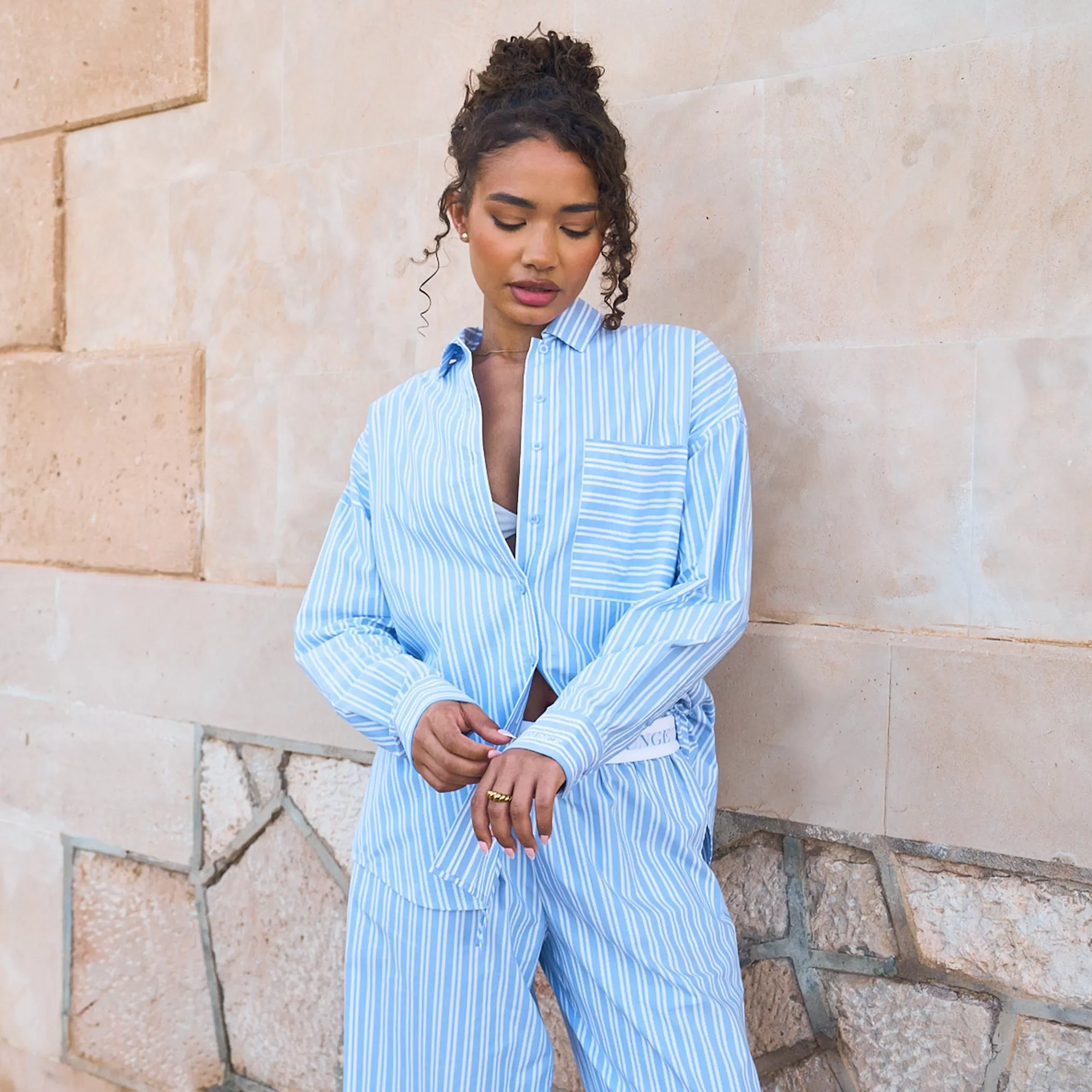 Endless Summer | T-shirts & Tops | Lounge Oversized Pinstripe Shirt - Blue