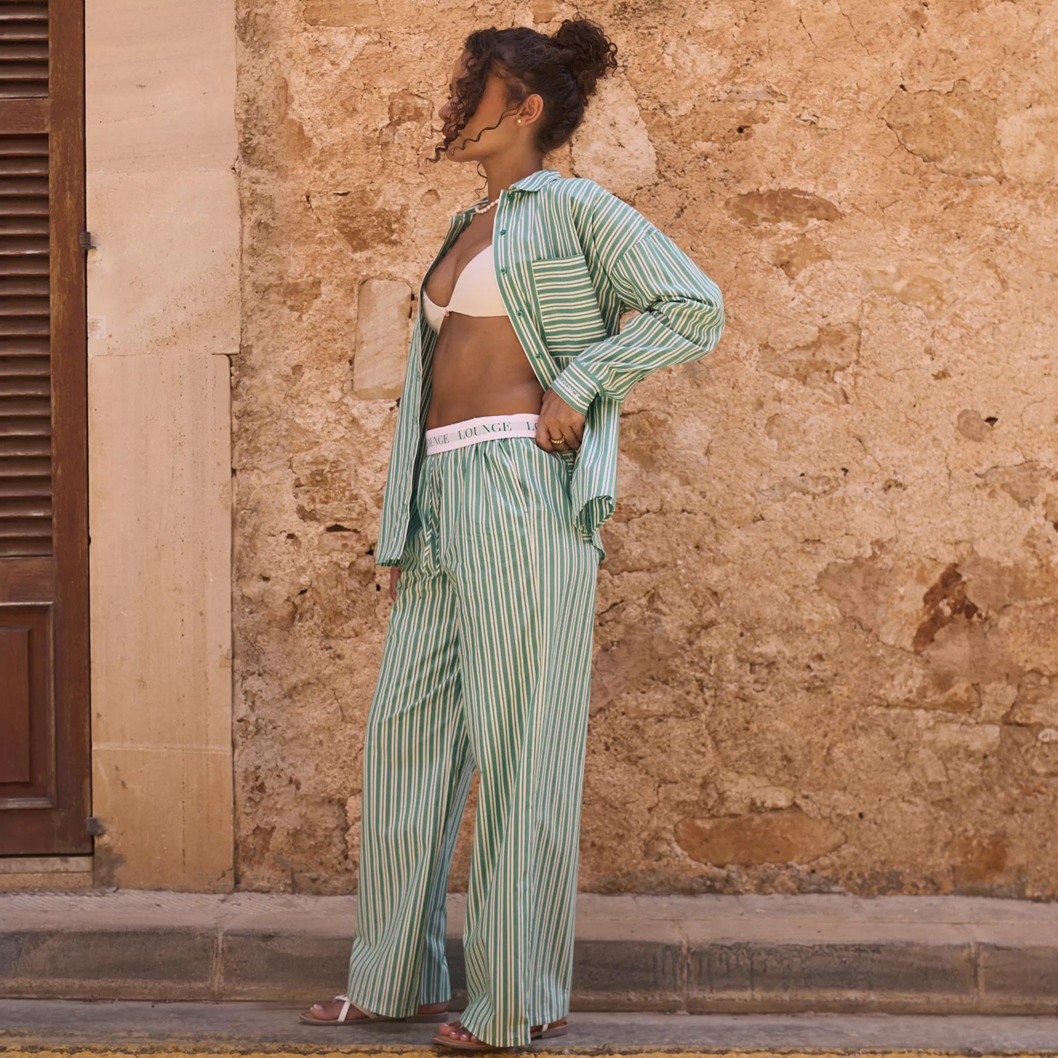Endless Summer | Pants | Lounge Pinstripe Pants - Green