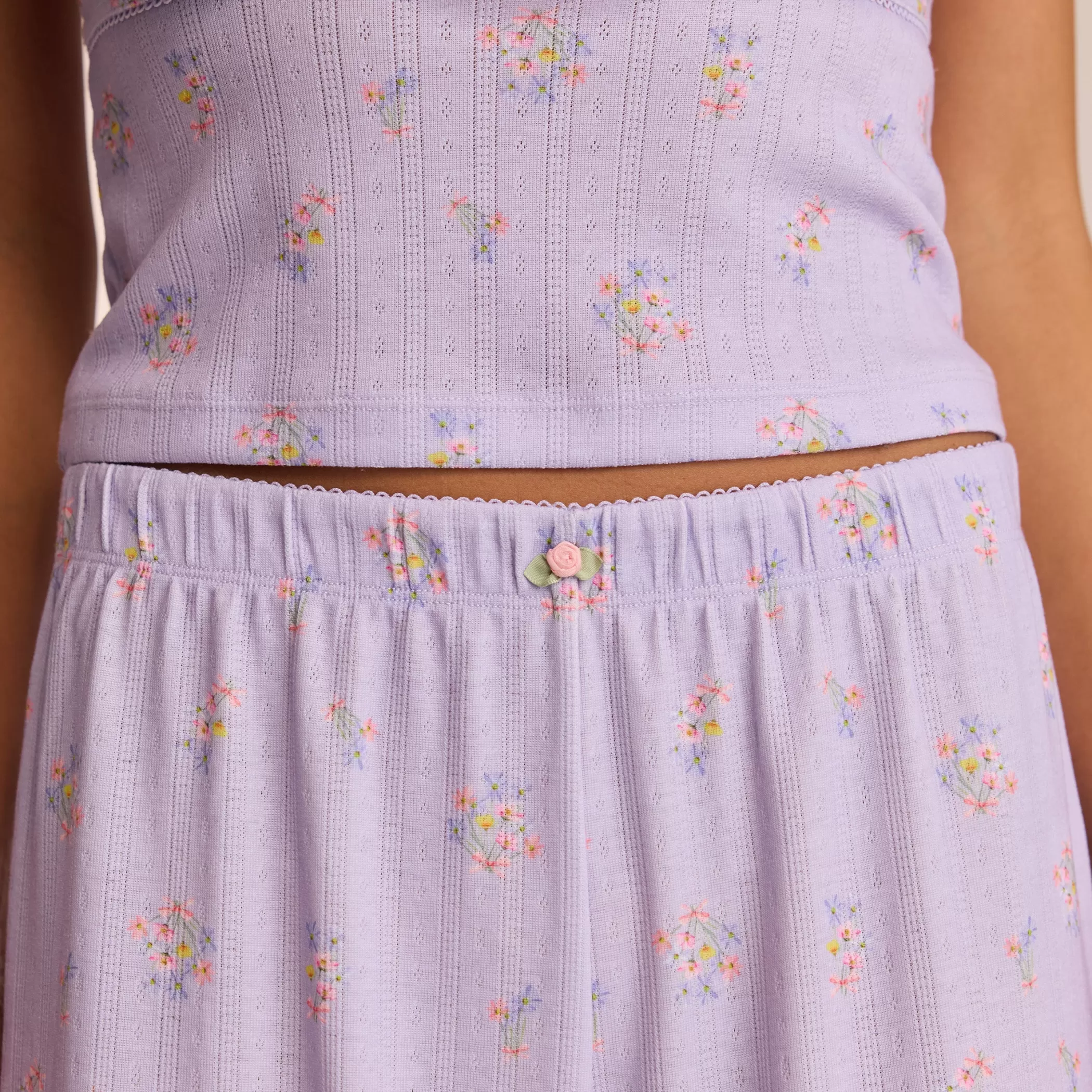 Breakfast Club | Bottoms | Lounge Pointelle Pajama Pants - Lilac Floral LilacFloral