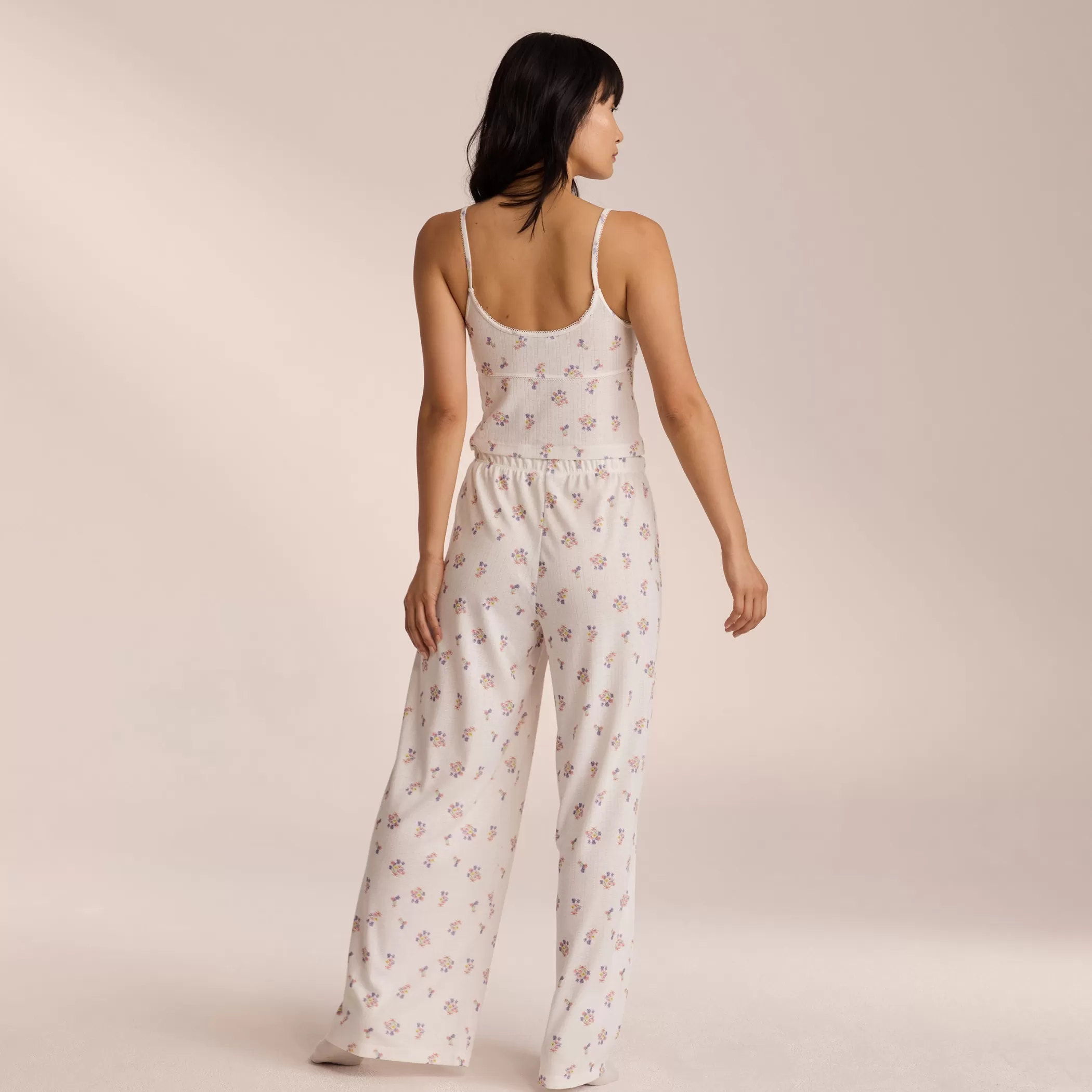 Breakfast Club | Bottoms | Lounge Pointelle Pajama Pants - White Floral WhiteFloral