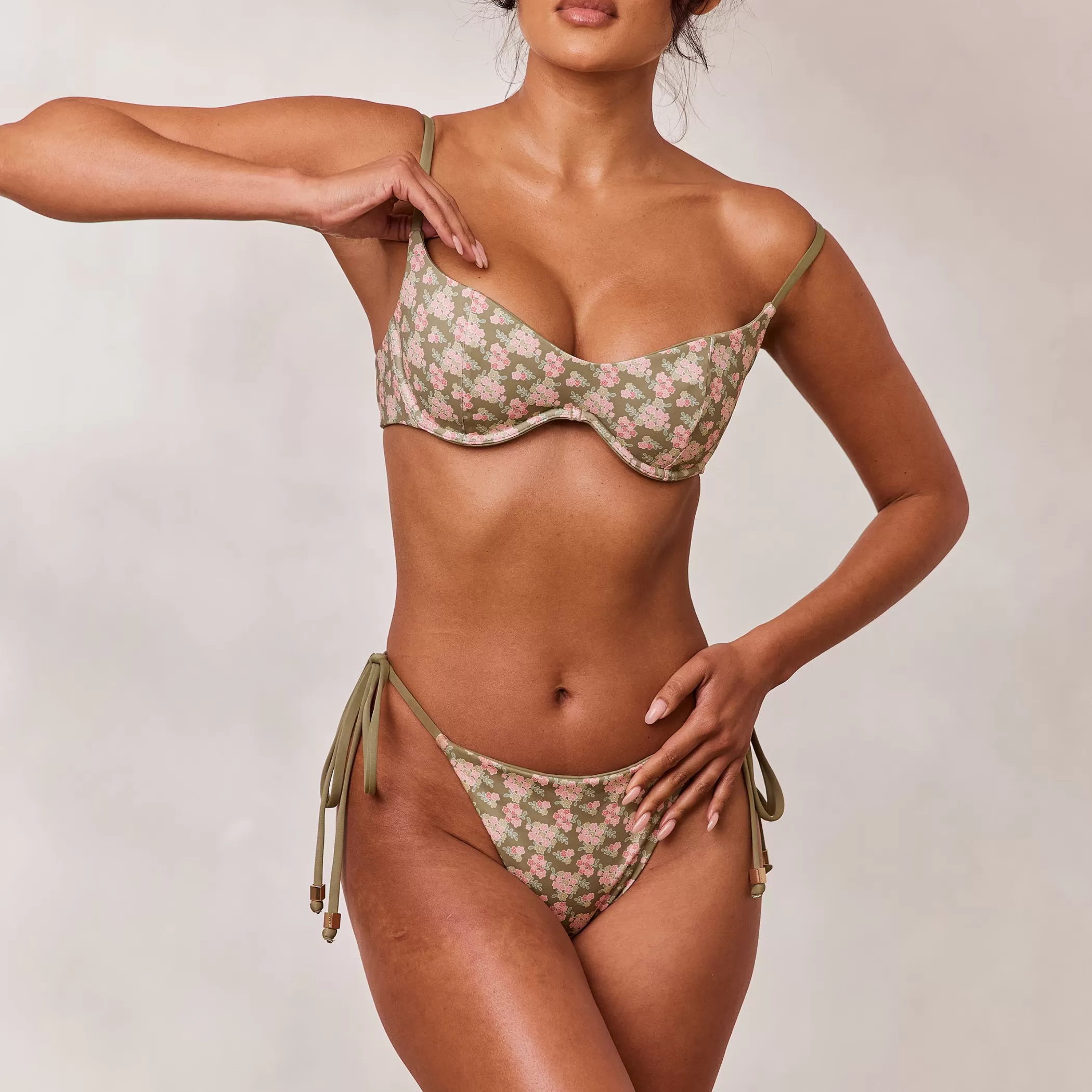 Reversible | Bikinis | Lounge Reversible Tie Side Bikini Briefs - Green/Floral