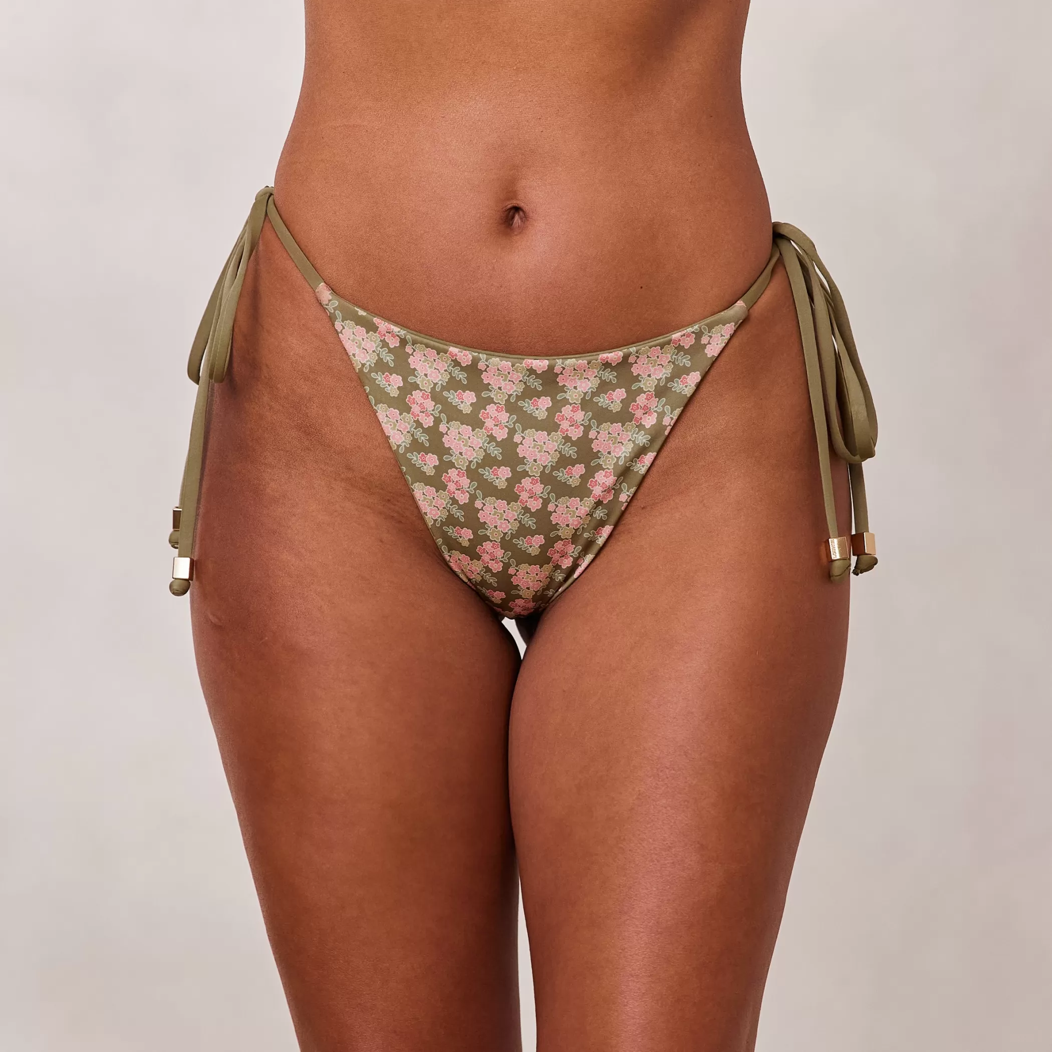 Reversible | Bikinis | Lounge Reversible Tie Side Bikini Thong - Green/Floral